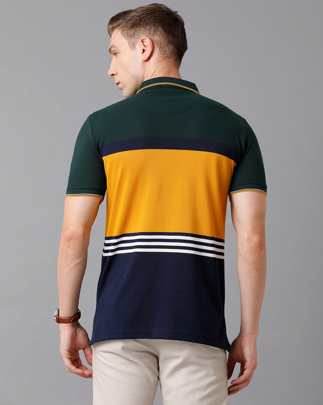 Classic Polo Men's Cotton Blend Striped Slim Fit Multicolor T-Shirt | Vta - 213 A