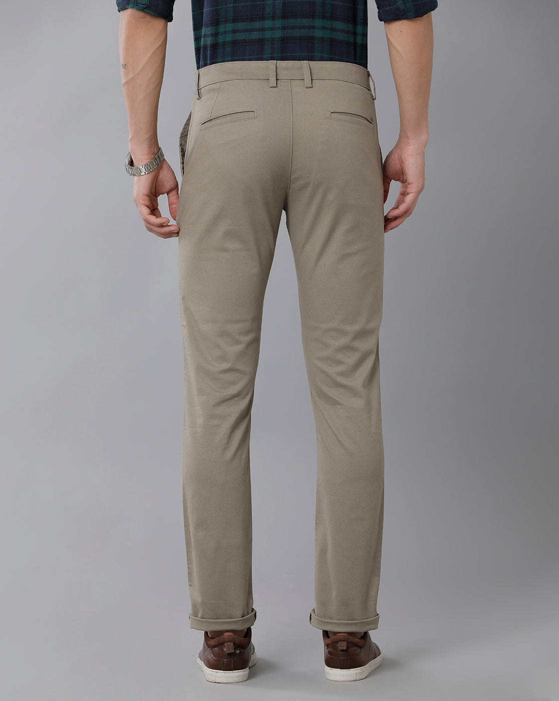 Classic Polo Men's 100% Cotton Moderate Fit Solid Olive Color Trouser | TO1-33 C-OLV