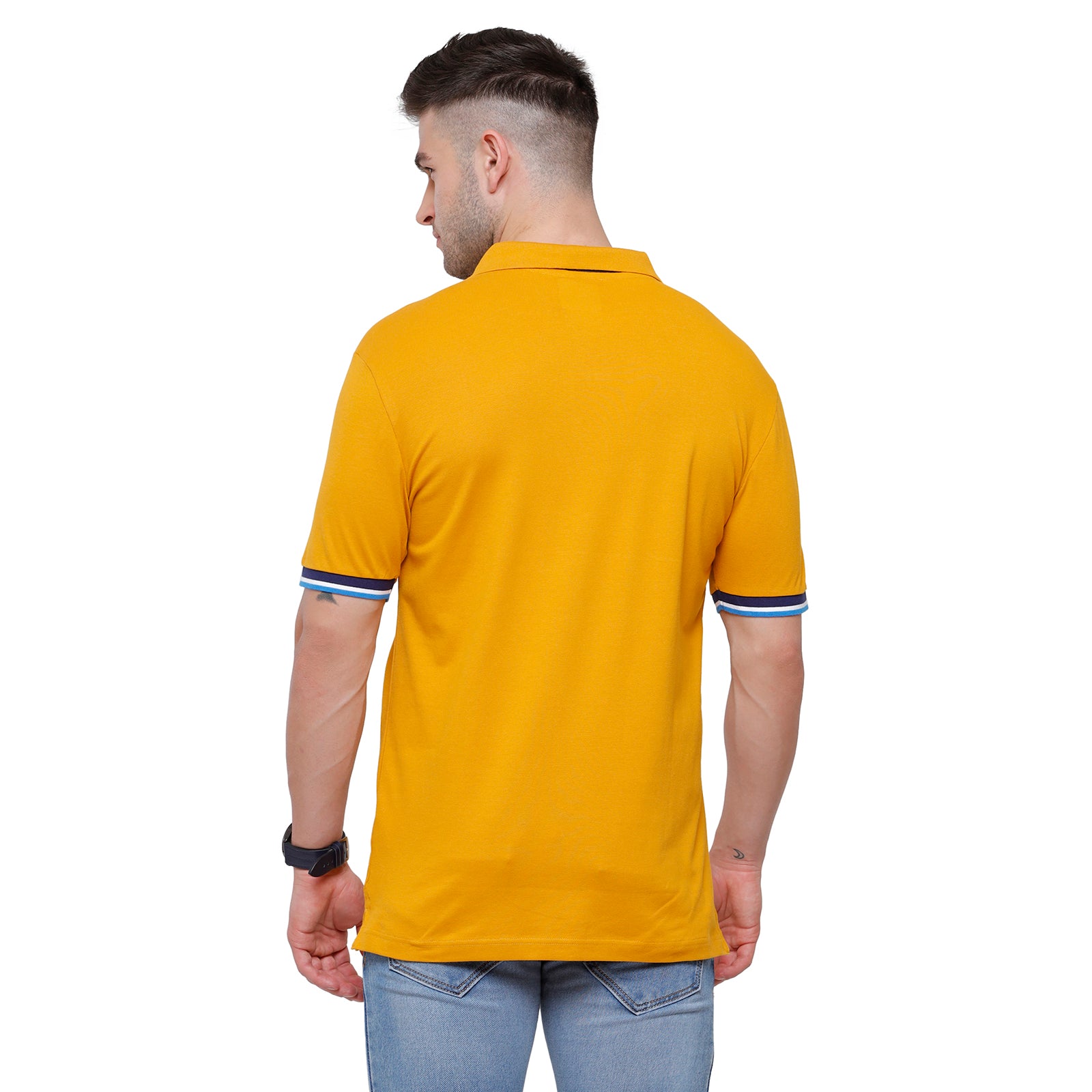 Classic polo Men's Yellow Lycra Cotton Stretch Polo Slim Fit T-Shirt - Tarte G.Yellow T-shirt Classic Polo 