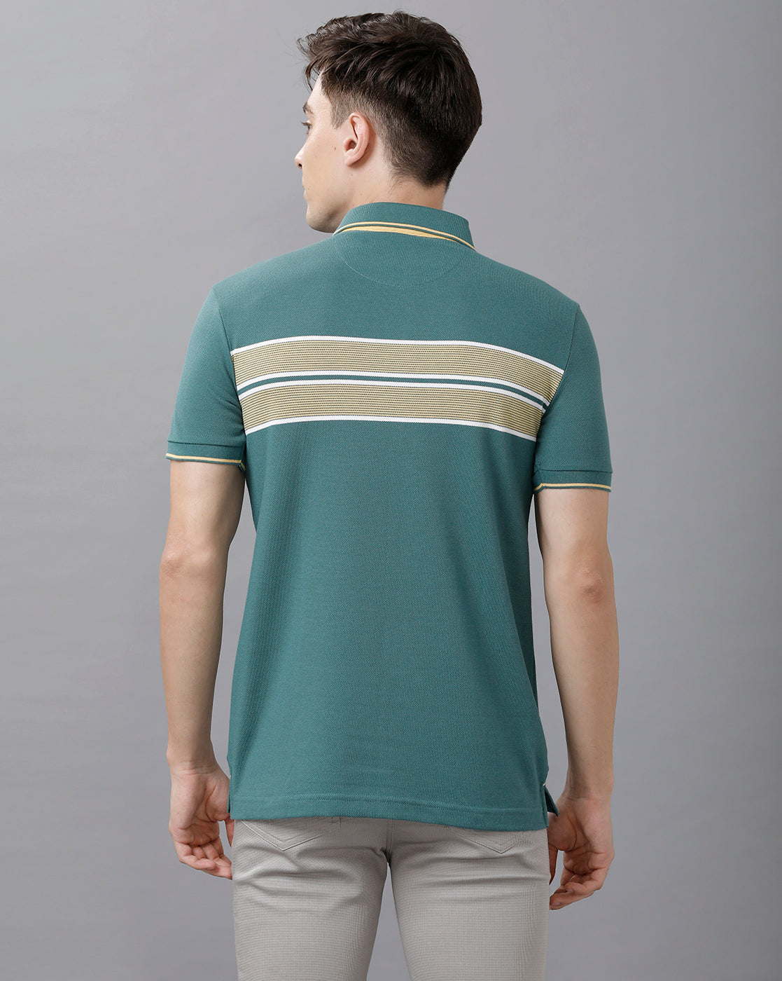 Classic Polo Mens Cotton Blend Striped Half Sleeve Slim Fit Polo Neck Multicolor T-Shirt | Vta 207 A