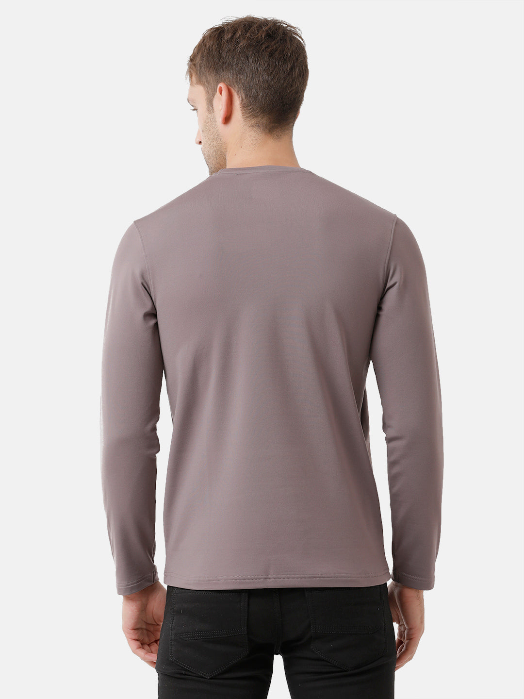 Classic Polo Mens Cotton Full Sleeve Solid Slim Fit Round Neck Light Brown Color T-Shirt | Verno 310 A