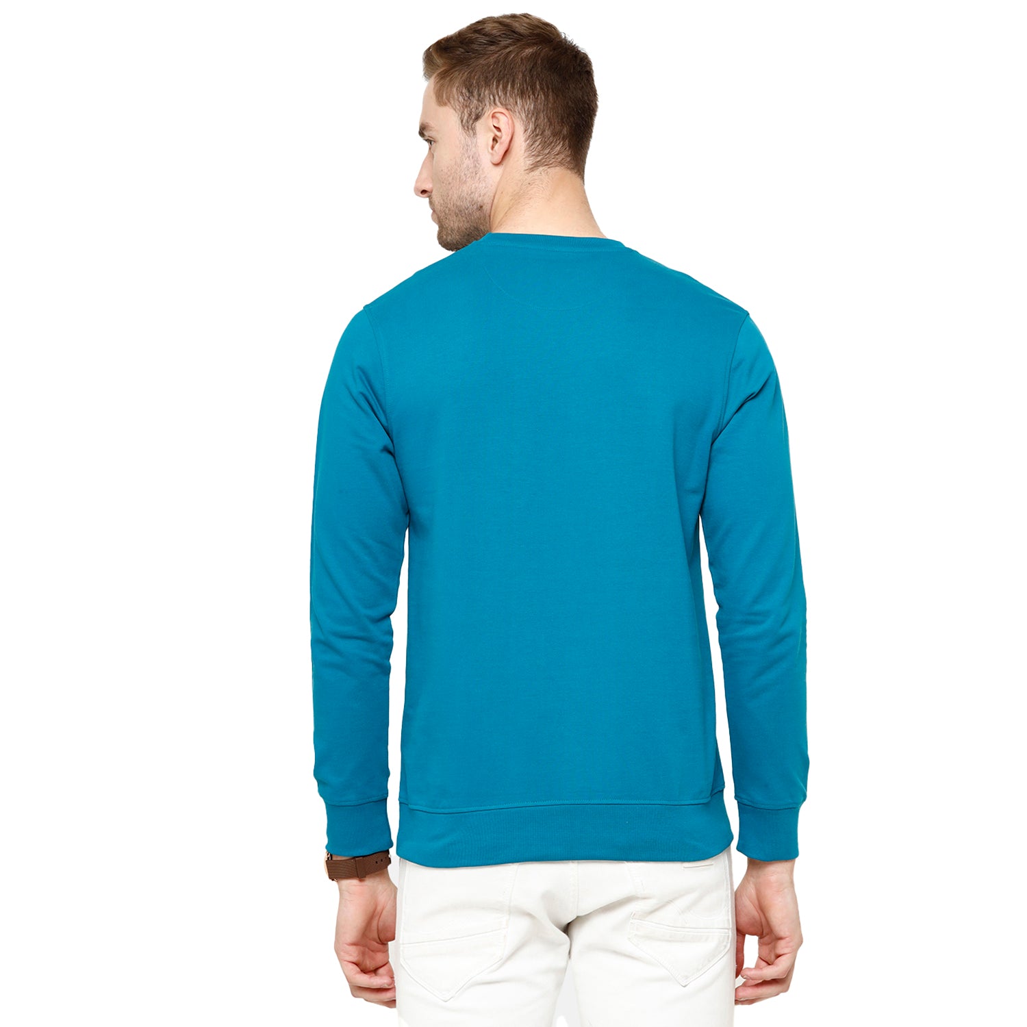 Classic Polo Men's Solid Full Sleeve Azure Blue Sweat Shirt - CPSS-312 A Sweat Shirts Classic Polo 