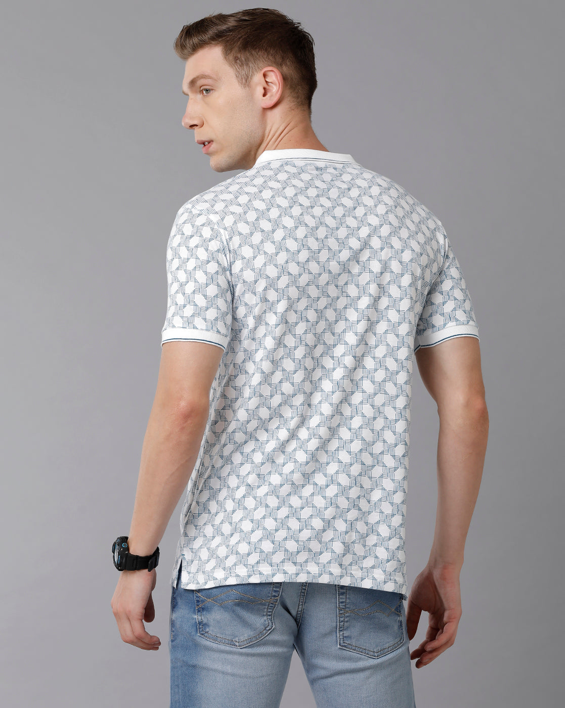 Classic Polo Men's Cotton Printed Slim Fit White T-Shirt | Bello - 177 B