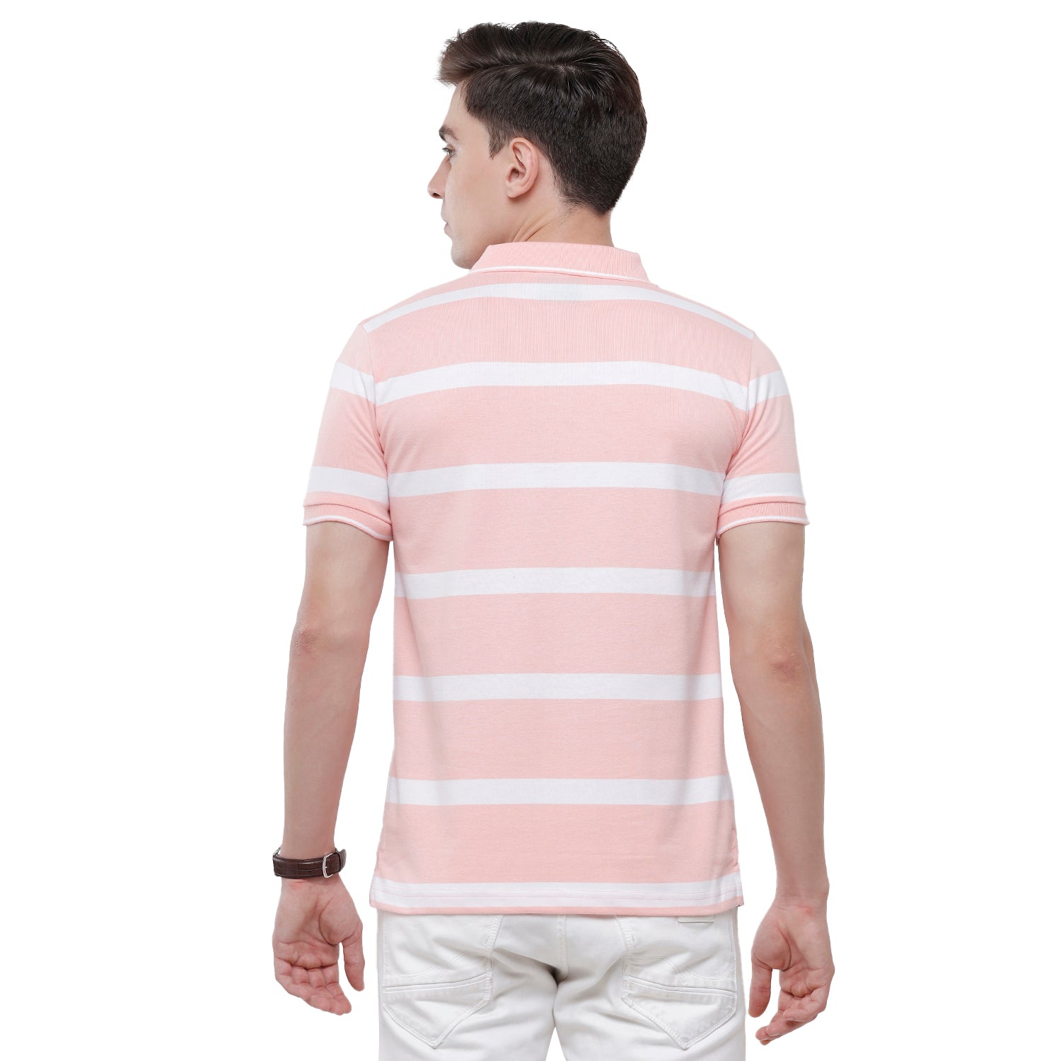 Classic Polo Mens Pink Stripes Half Sleeve Slim Fit T-Shirt (CPEG - 272 A SF P) T-shirt Classic Polo 