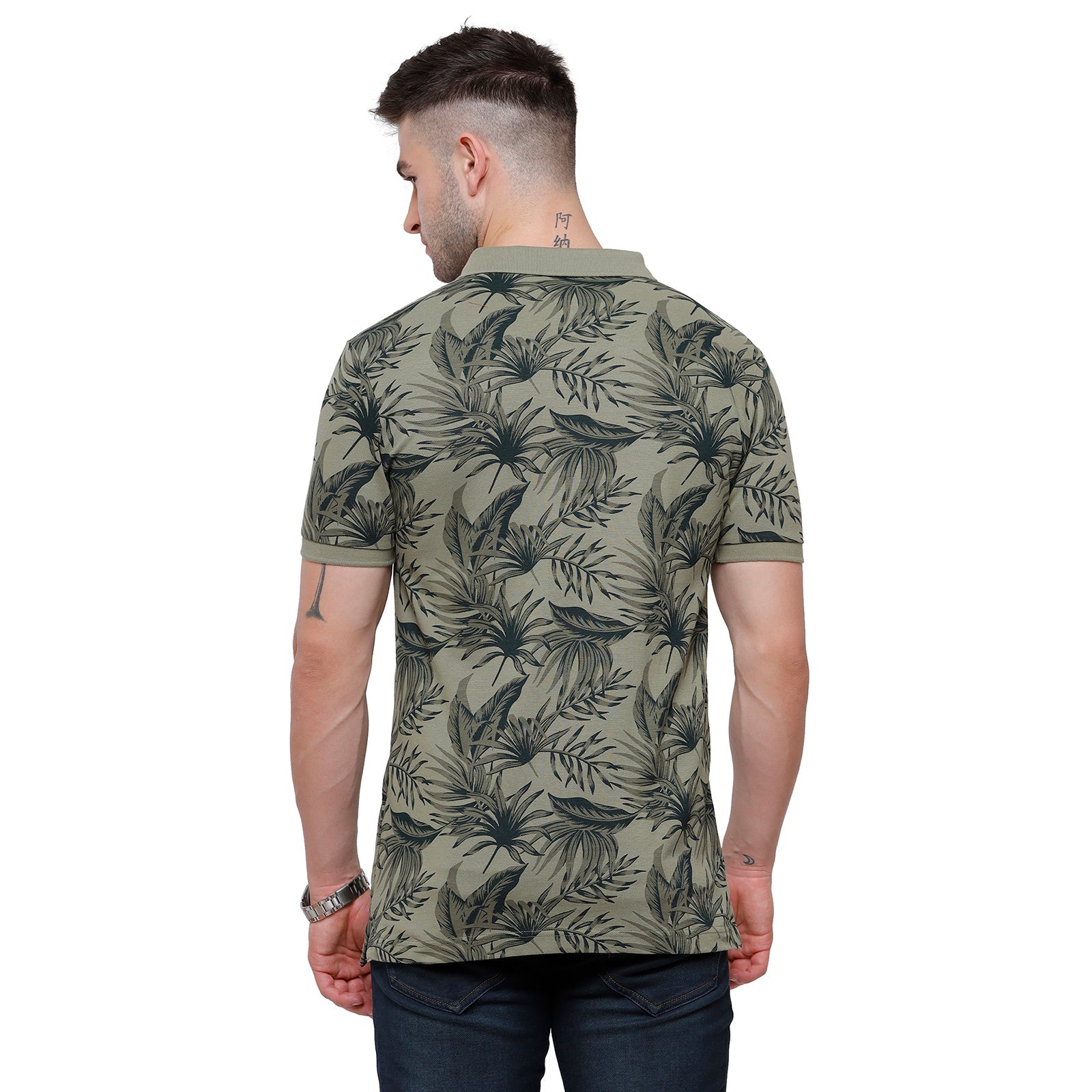 Swiss Club Mens Half Sleeve Printed Slim Fit Polo Neck Green T-Shirt - STAG - 207 A T-shirt Swiss Club 