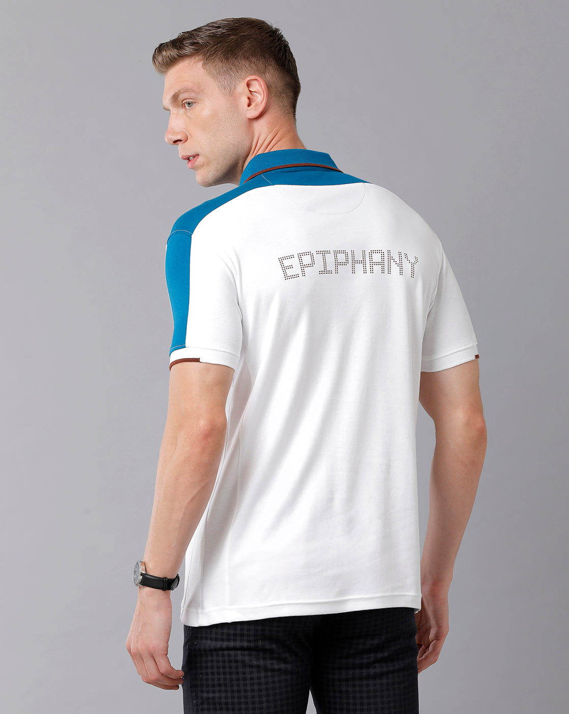 Classic Polo Men's Cotton Printed Half Sleeve Slim Fit Polo Neck White Color T-Shirt | Prm - 730 A