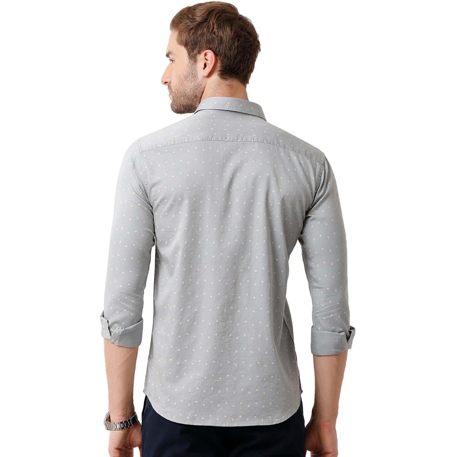 Swiss Club Mens Grey Color Slim Fit Full Sleeve Shirt - S-SC-102 A-FS-PRT-BSL Shirts Swiss Club 