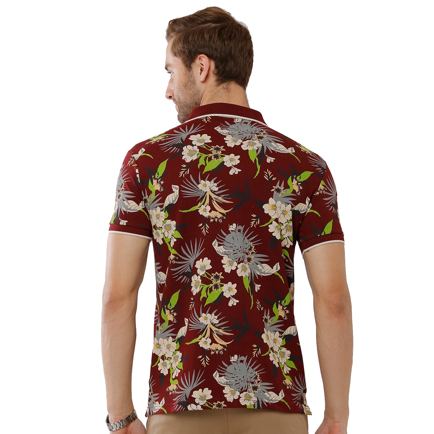 Classic Polo Bro Mens 100% Cotton Printed Half Sleeve Slim Fit Polo Neck Multicolor T-Shirt (BRP - 327 B SF P) Classic Polo 