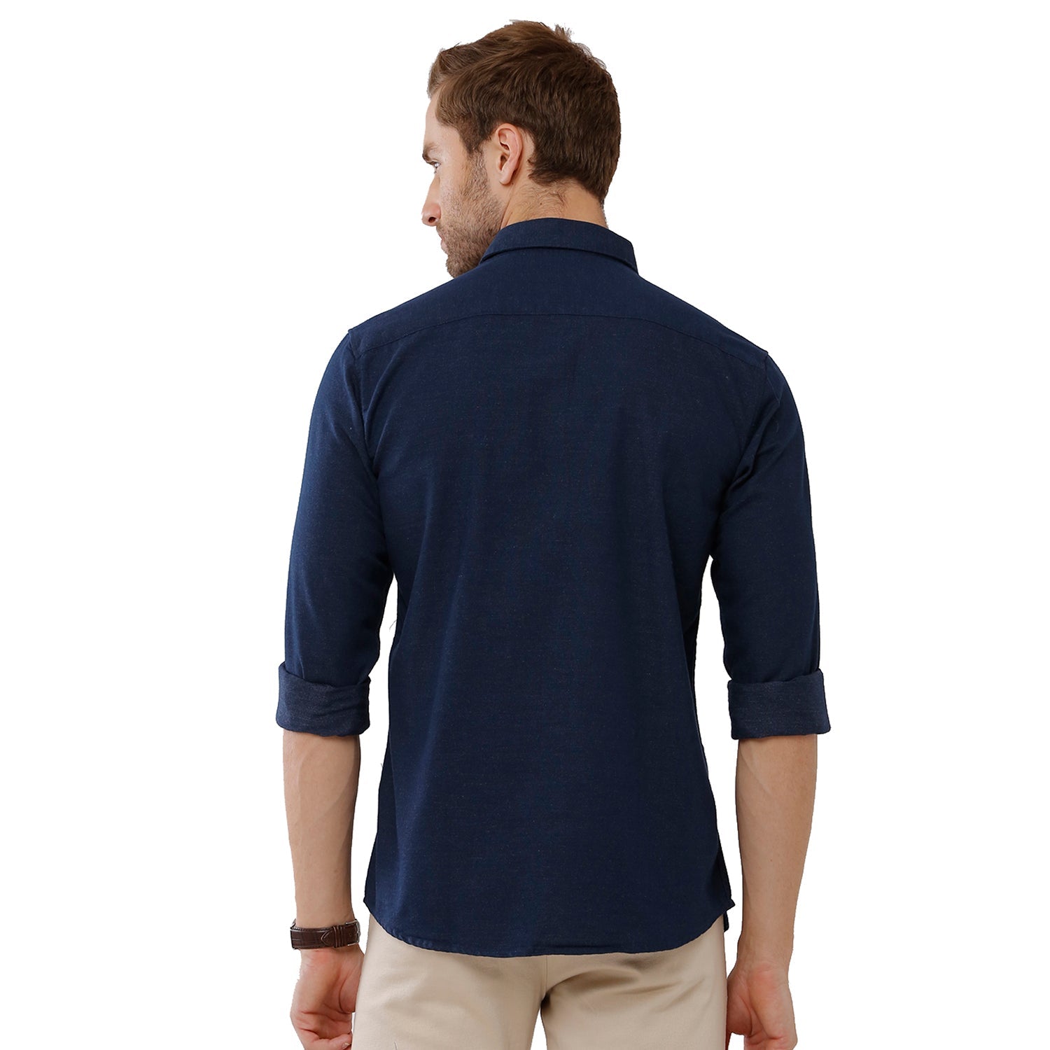 Classic Polo Mens 100% Cotton Solid Slim Fit Navy Color Woven Shirt - SN1 88 A Shirts Classic Polo 