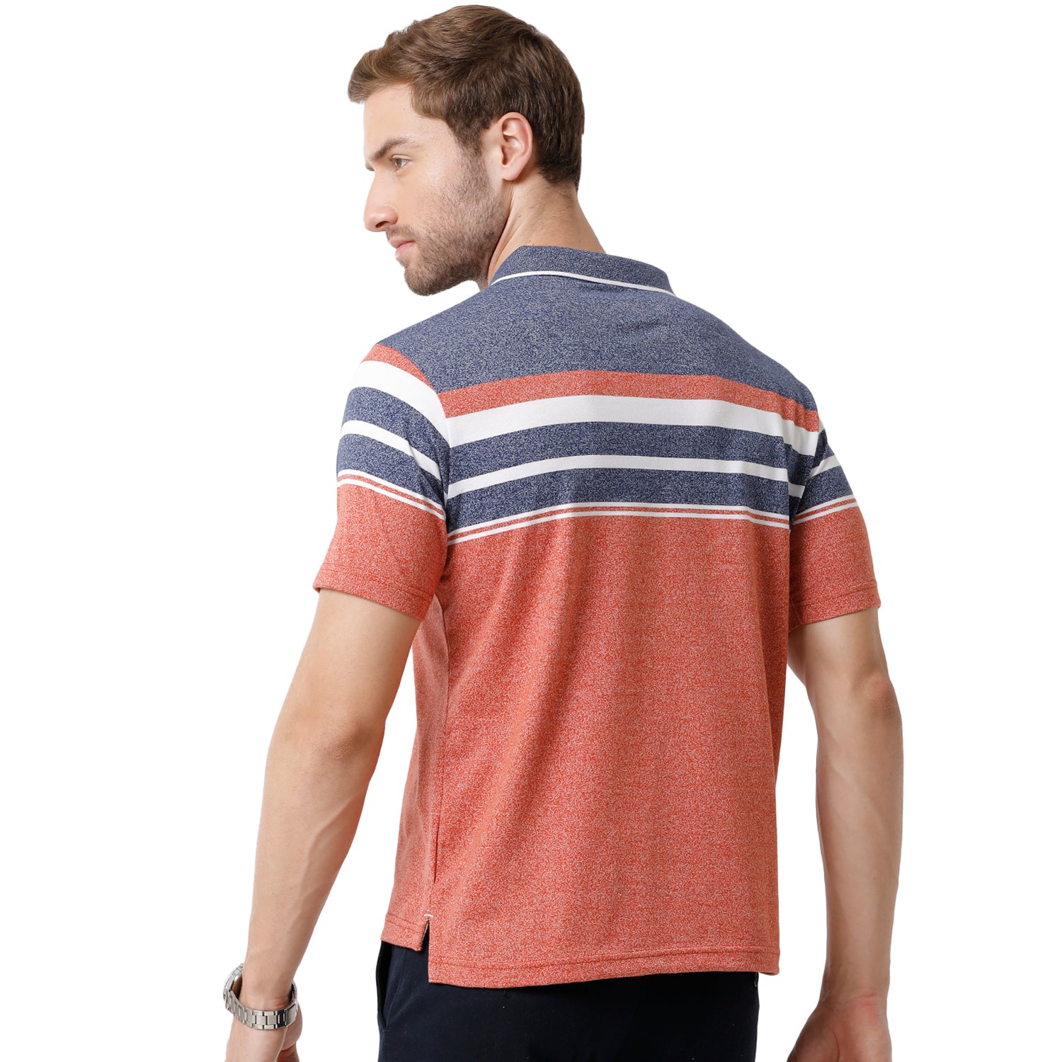 Mens Multi Color Half Sleeve Polo Neck Striped T Shirt - MEL - 203 B AF P T-shirt Classic Polo 