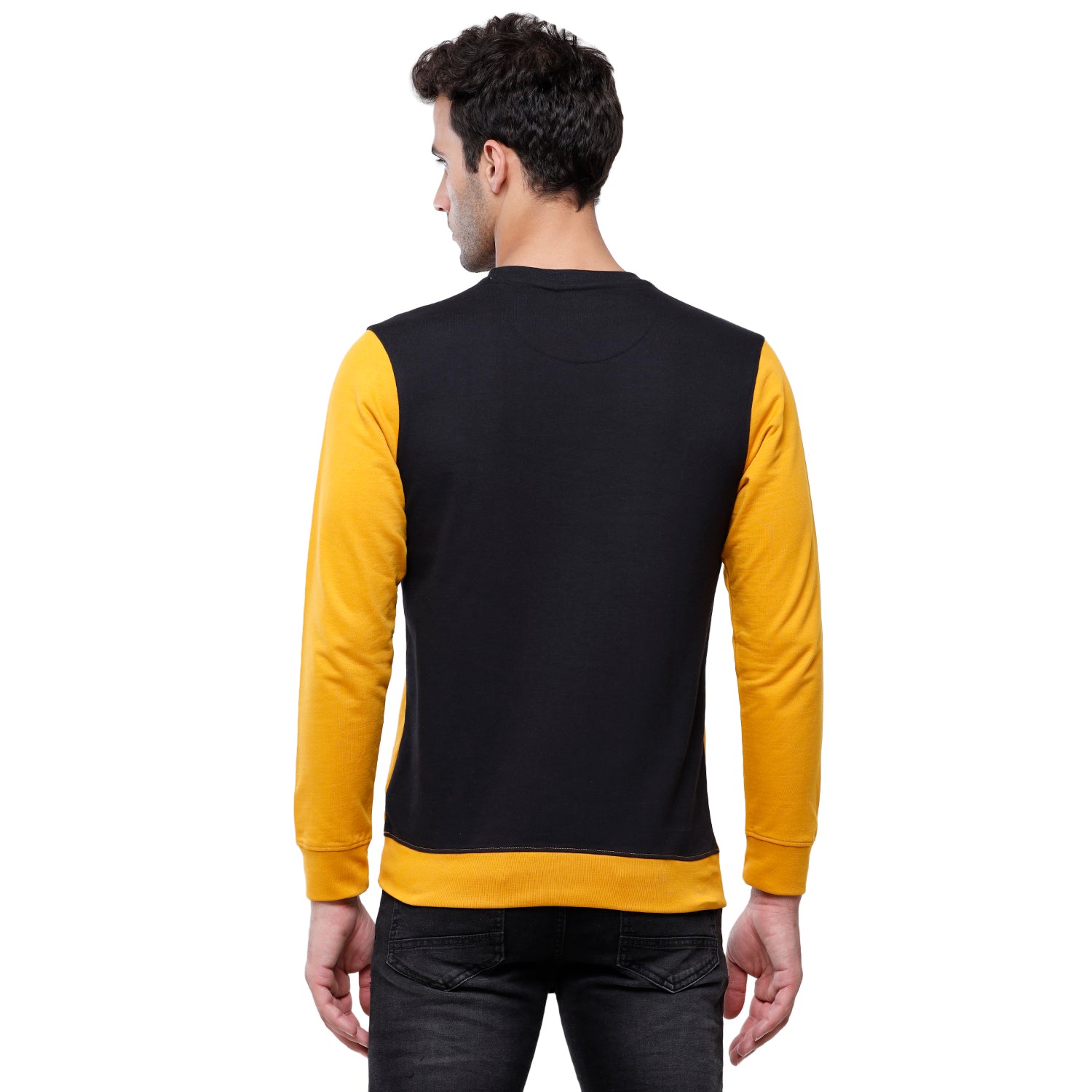 Classic Polo Men's Color Block Full Sleeve Navy & Yellow Sweat Shirt - CPSS-314 B Sweat Shirts Classic Polo 