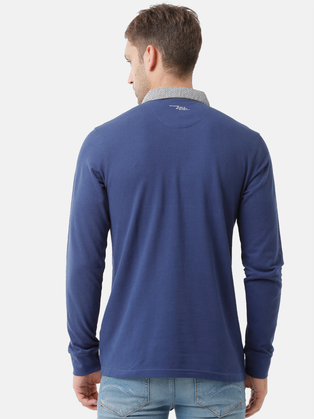 Classic Polo Mens Cotton Full Sleeve Solid Slim Fit Polo Neck Royal Blue Color T-Shirt | Verno 252 A