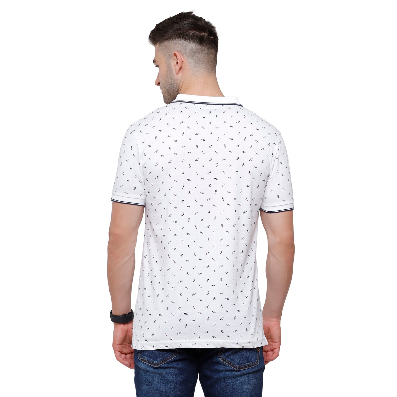 Classic Polo Mens Printed Slim Fit Polo Neck White Colour T-Shirt - Bello 164A T-shirt Classic Polo 
