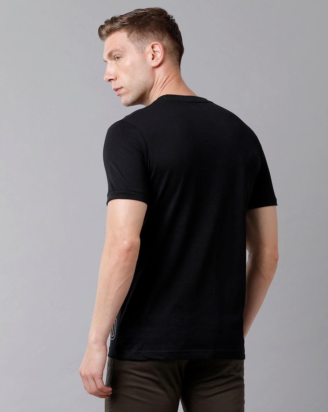 CP BRO Men's Cotton Printed Half Sleeve Slim Fit Round Neck Black Color T-Shirt | Brcn - 488 A