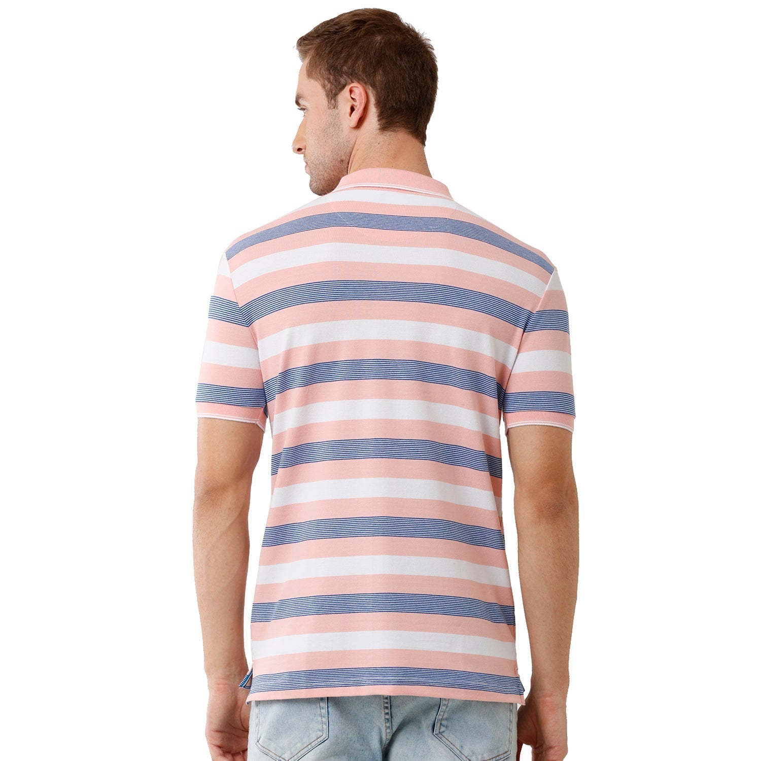 Classic Polo Cotton Striped Pink & Blue Slim Fit Polo Neck T-Shirt Adore - 163 B T-shirt Classic Polo 