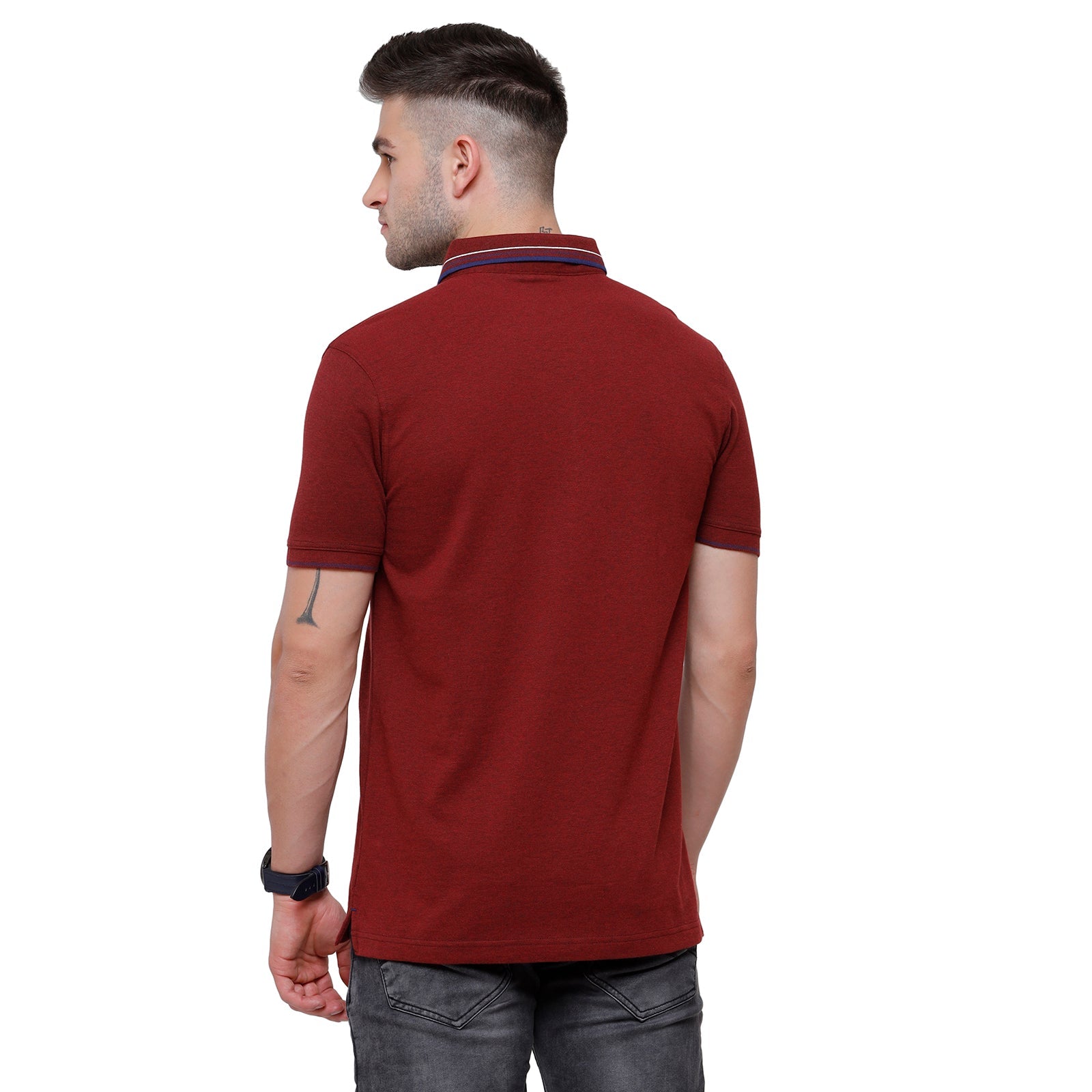 Classic polo Men's Maroon Red Melange Polo Half Sleeve Slim Fit T-Shirt - Toza-Red Mel T-shirt Classic Polo 