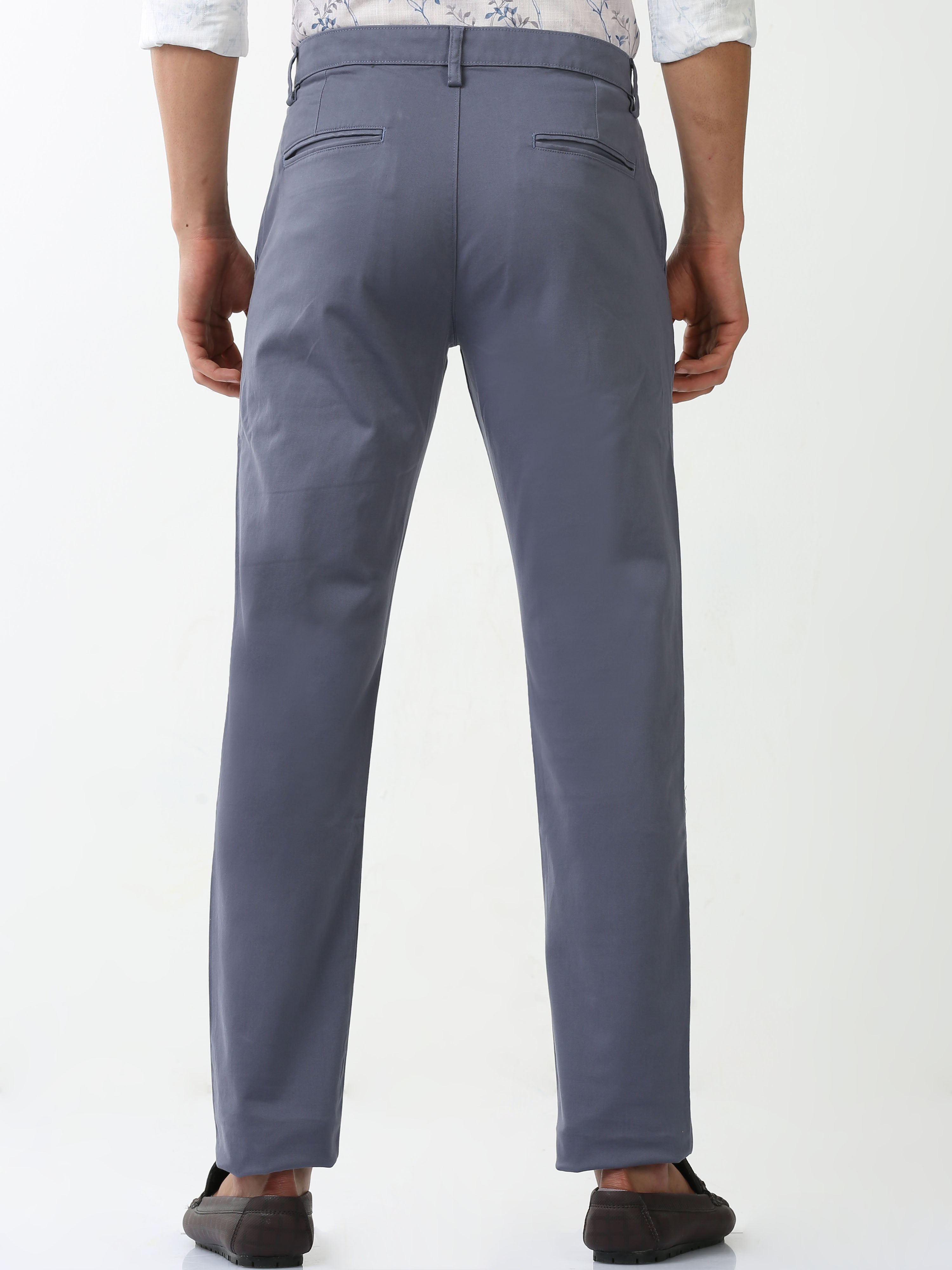 Classic Polo Mens Cotton Solid Moderate Fit Blue Color Trouser | TO2-05 A-BLU-MF-LY