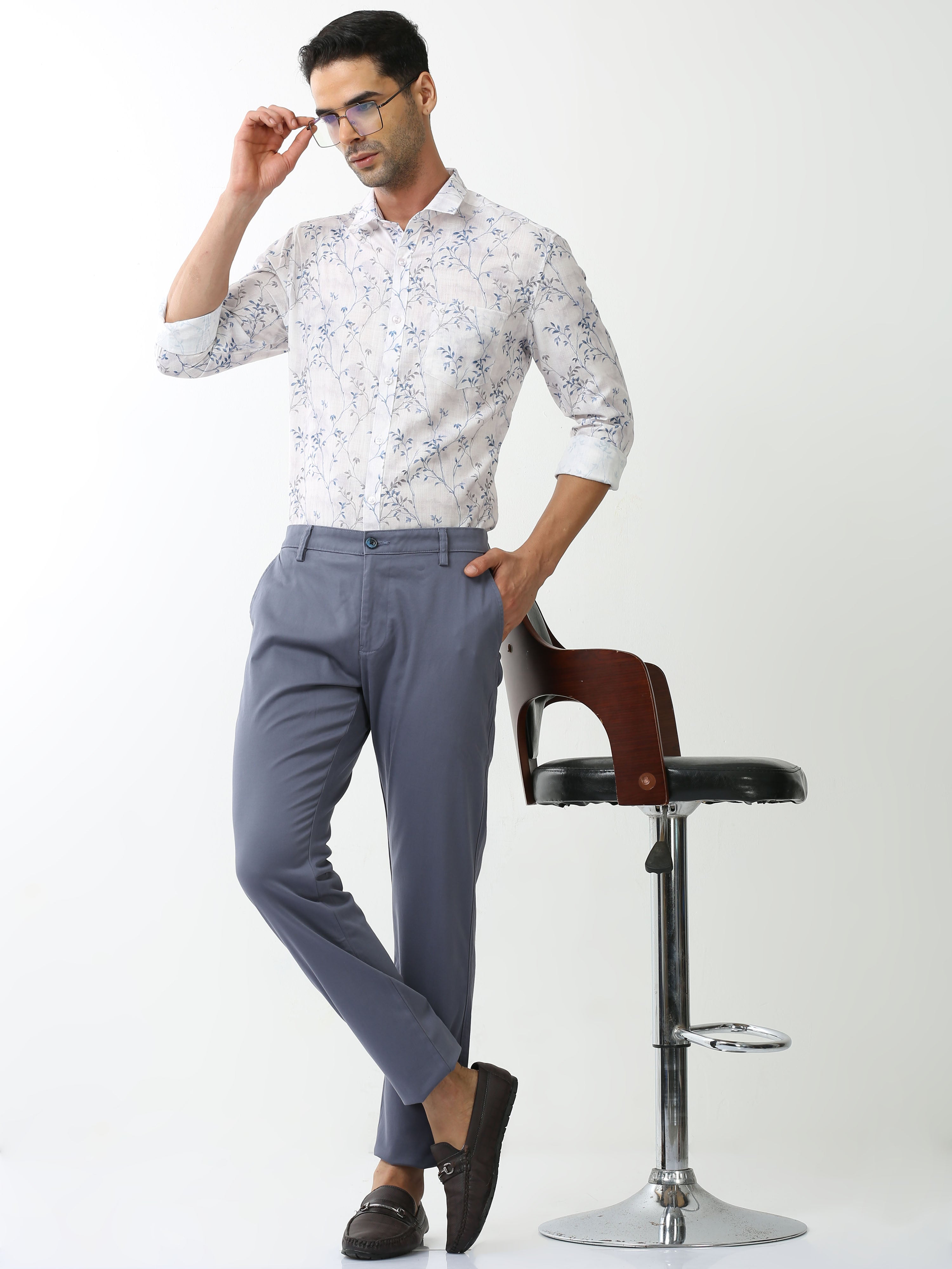 Classic Polo Mens Cotton Solid Moderate Fit Blue Color Trouser | TO2-05 A-BLU-MF-LY