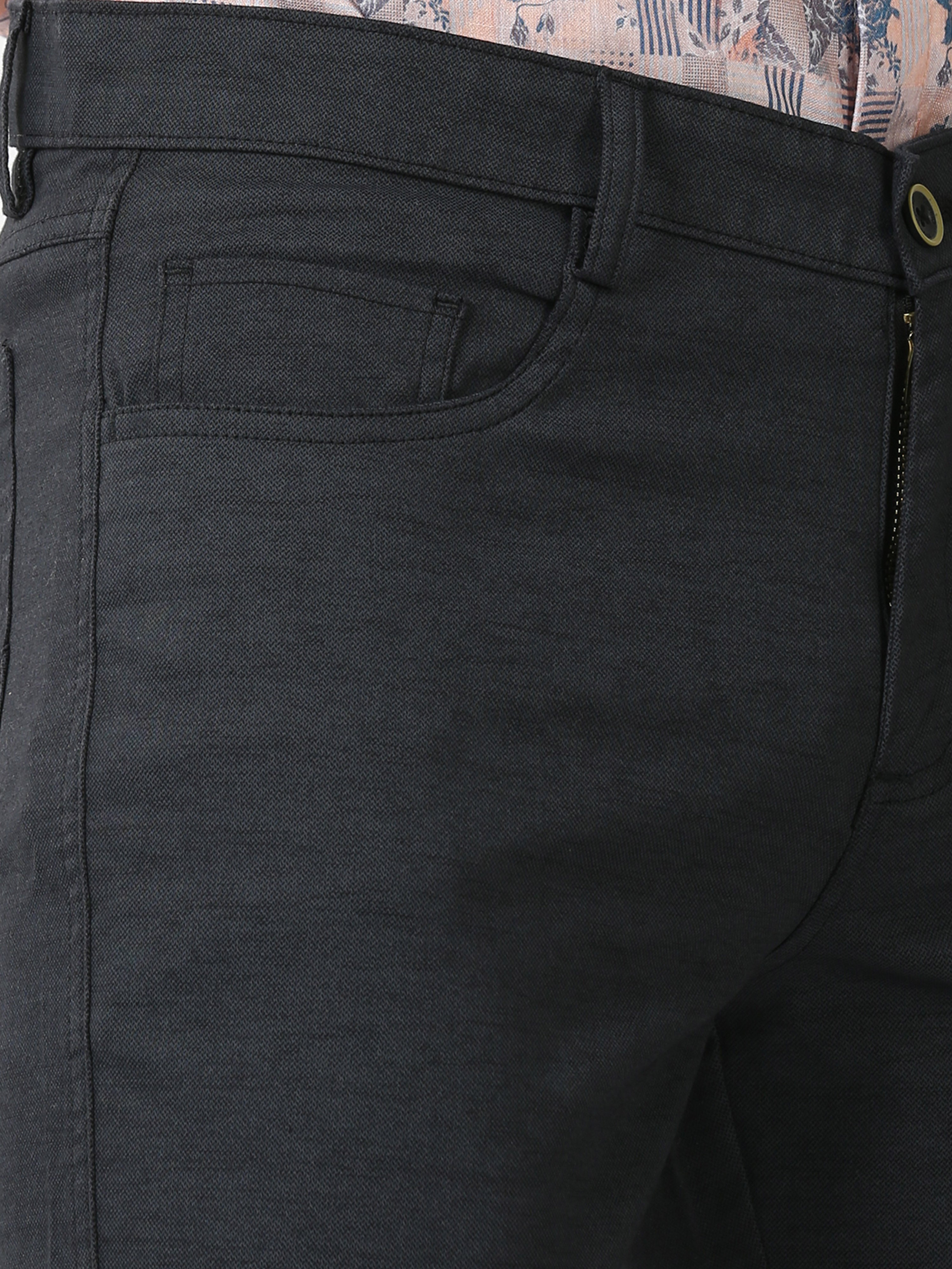 Classic Polo Mens Cotton Solid Chiesel Fit Black Color Trouser | TBO2-28 D-BLK-CF-LY
