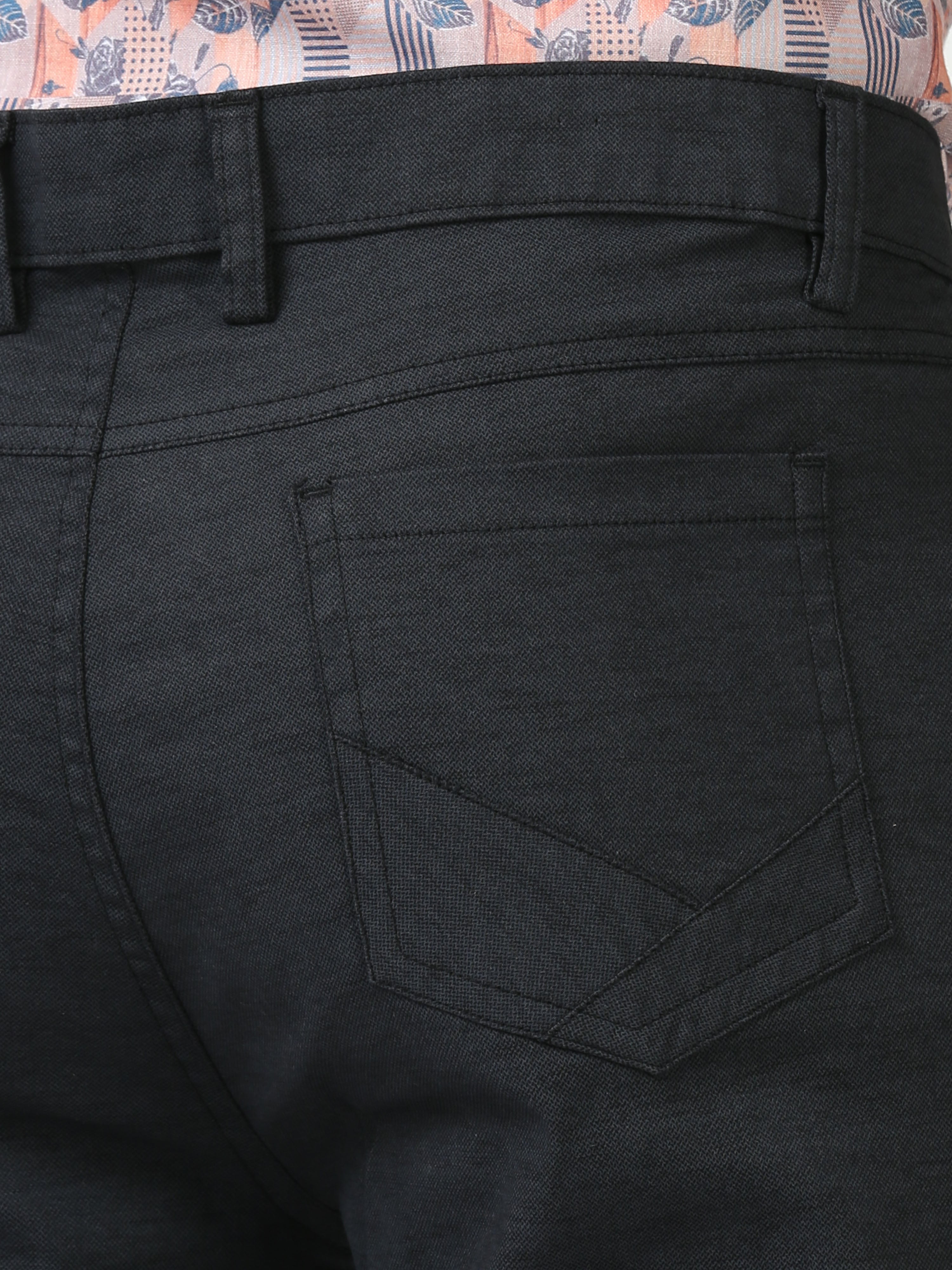 Classic Polo Mens Cotton Solid Chiesel Fit Black Color Trouser | TBO2-28 D-BLK-CF-LY