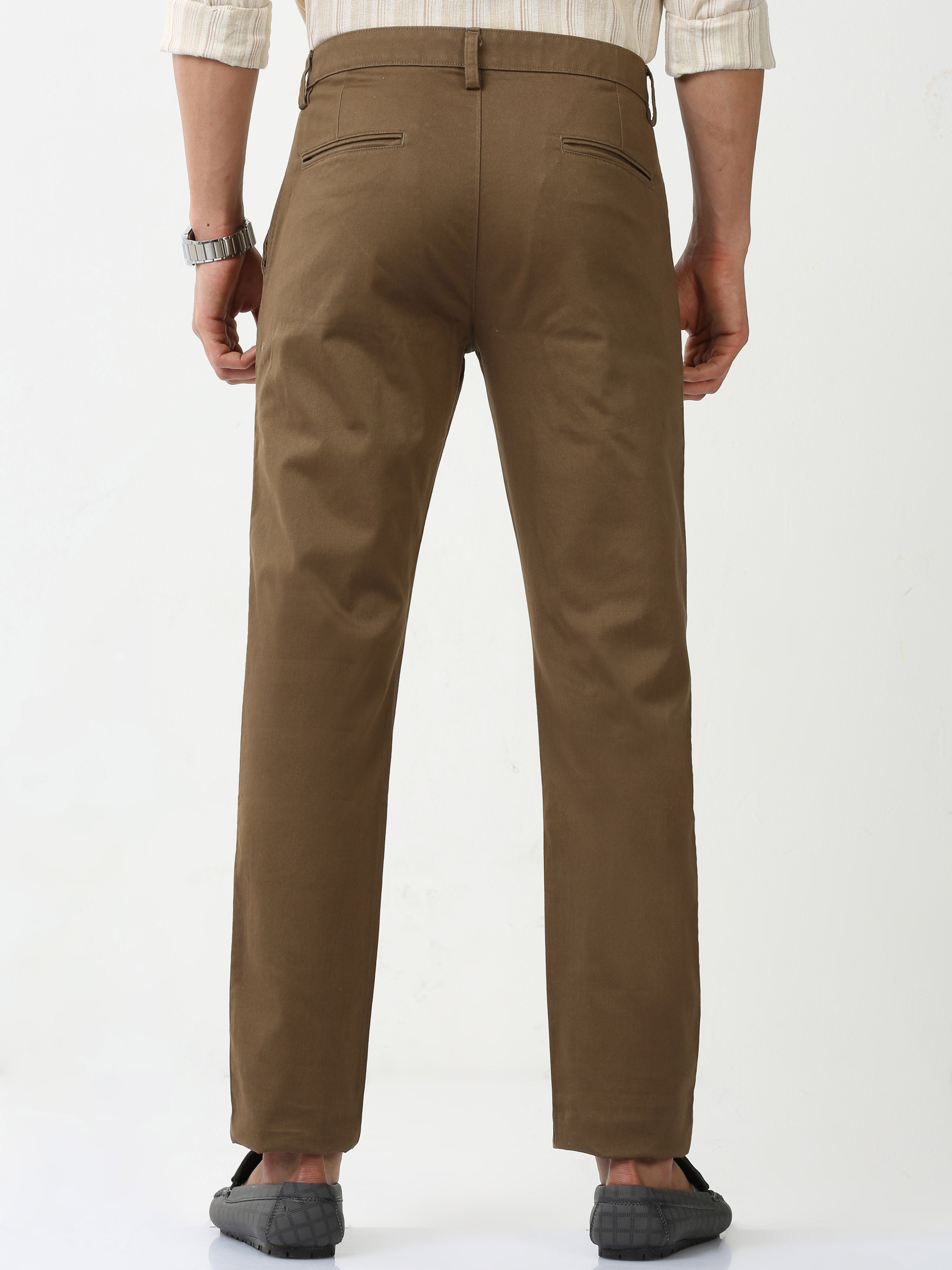 Classic Polo Mens Cotton Solid Moderate Fit Khakhi Color Trouser | TO2-05 B-KHA-MF-LY