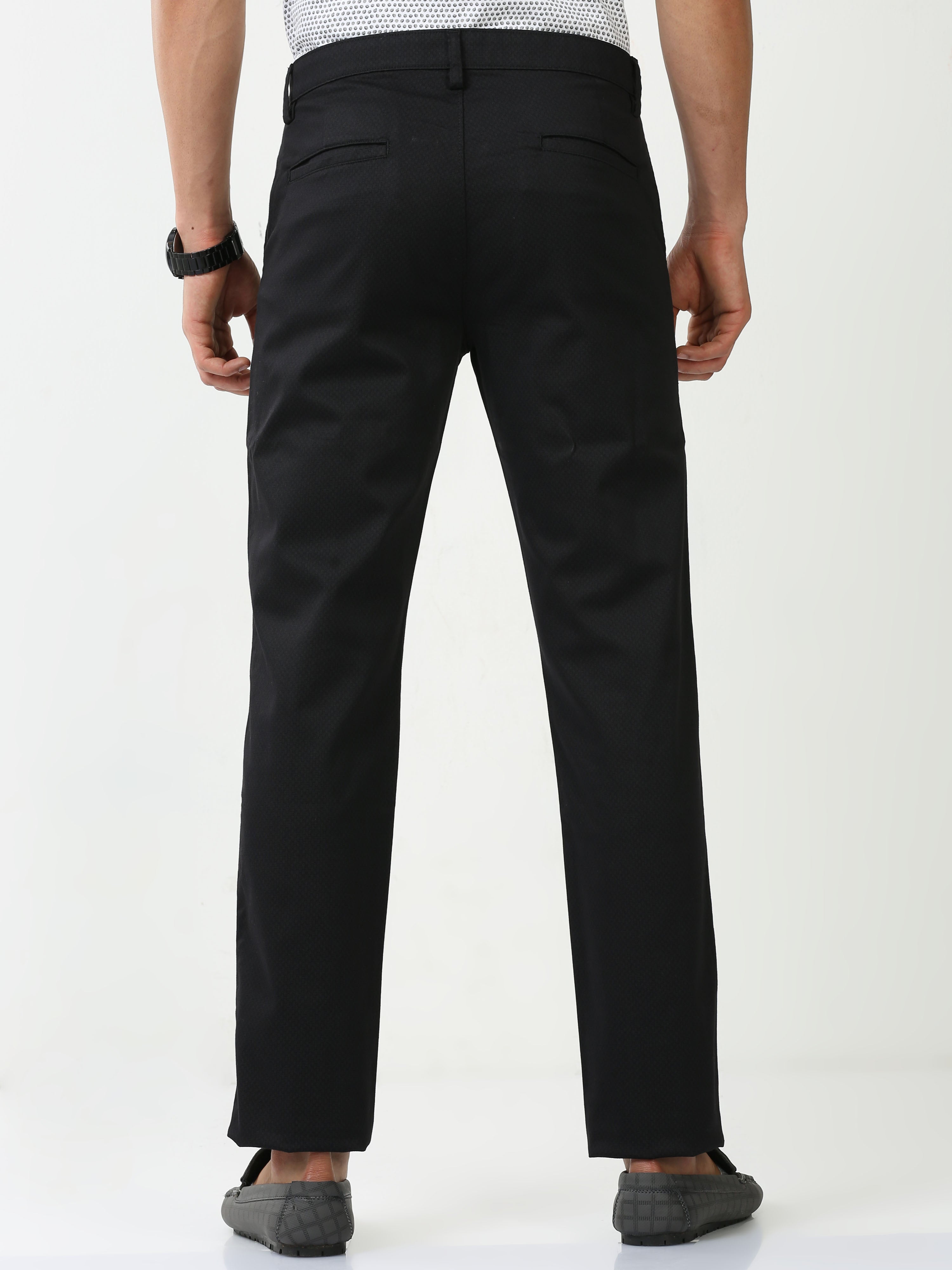 Classic Polo Mens Cotton Printed Chiesel Fit Black Color Trouser | TBO2-25 C-BLK-CF-LY