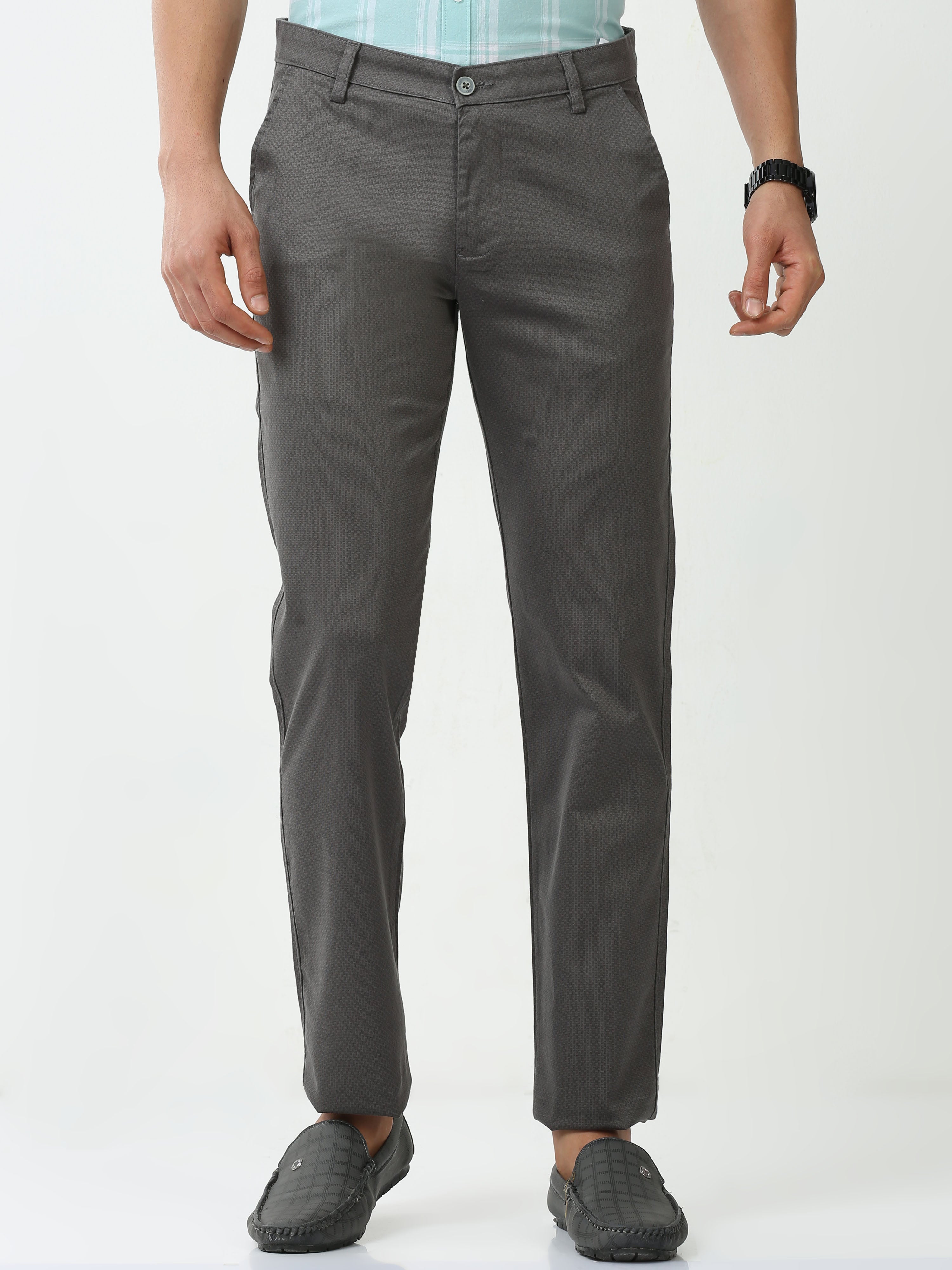 Classic Polo Mens Cotton Printed Chiesel Fit Grey Color Trouser | TBO2-25 A-GRY-CF-LY