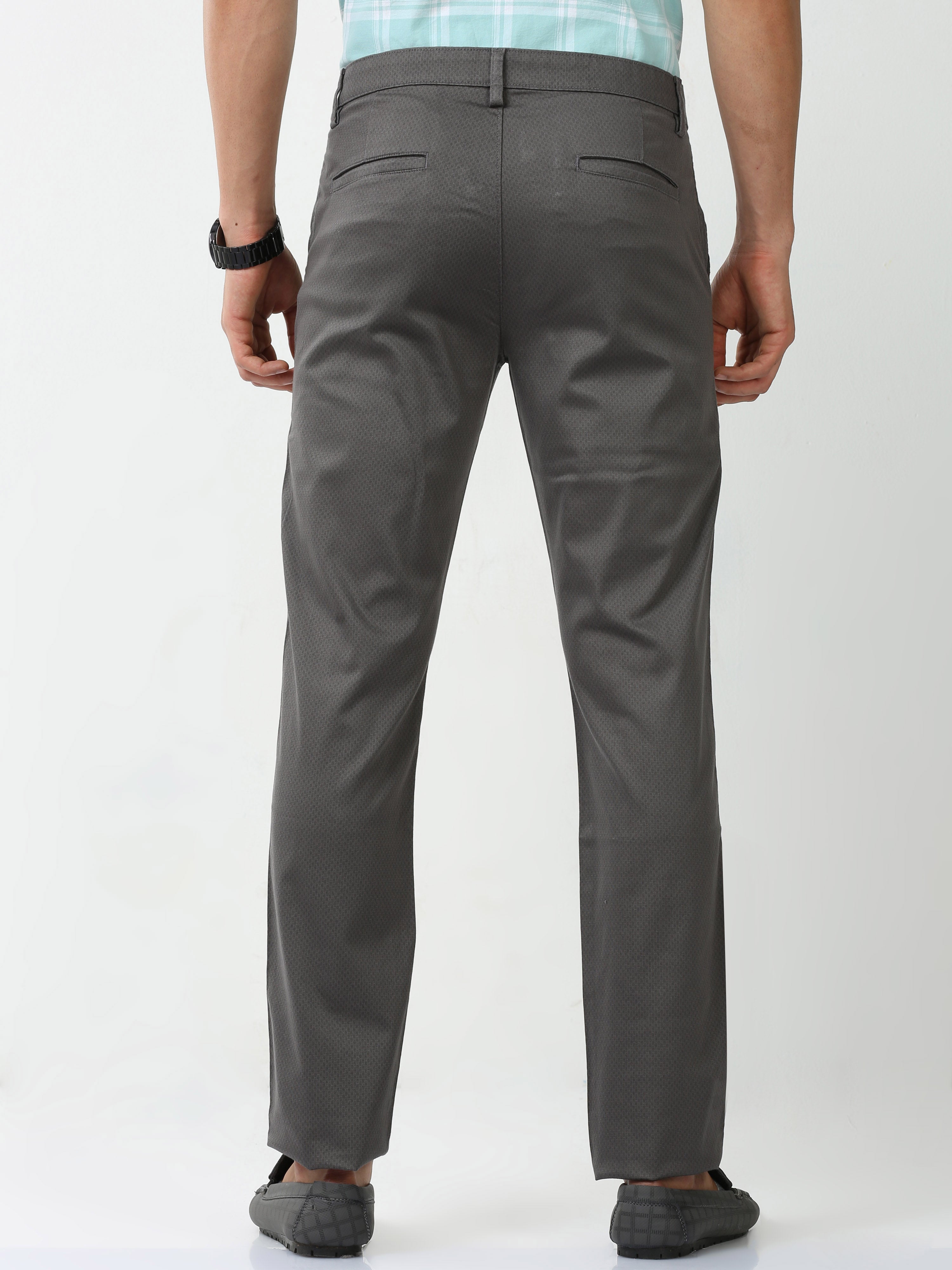 Classic Polo Mens Cotton Printed Chiesel Fit Grey Color Trouser | TBO2-25 A-GRY-CF-LY