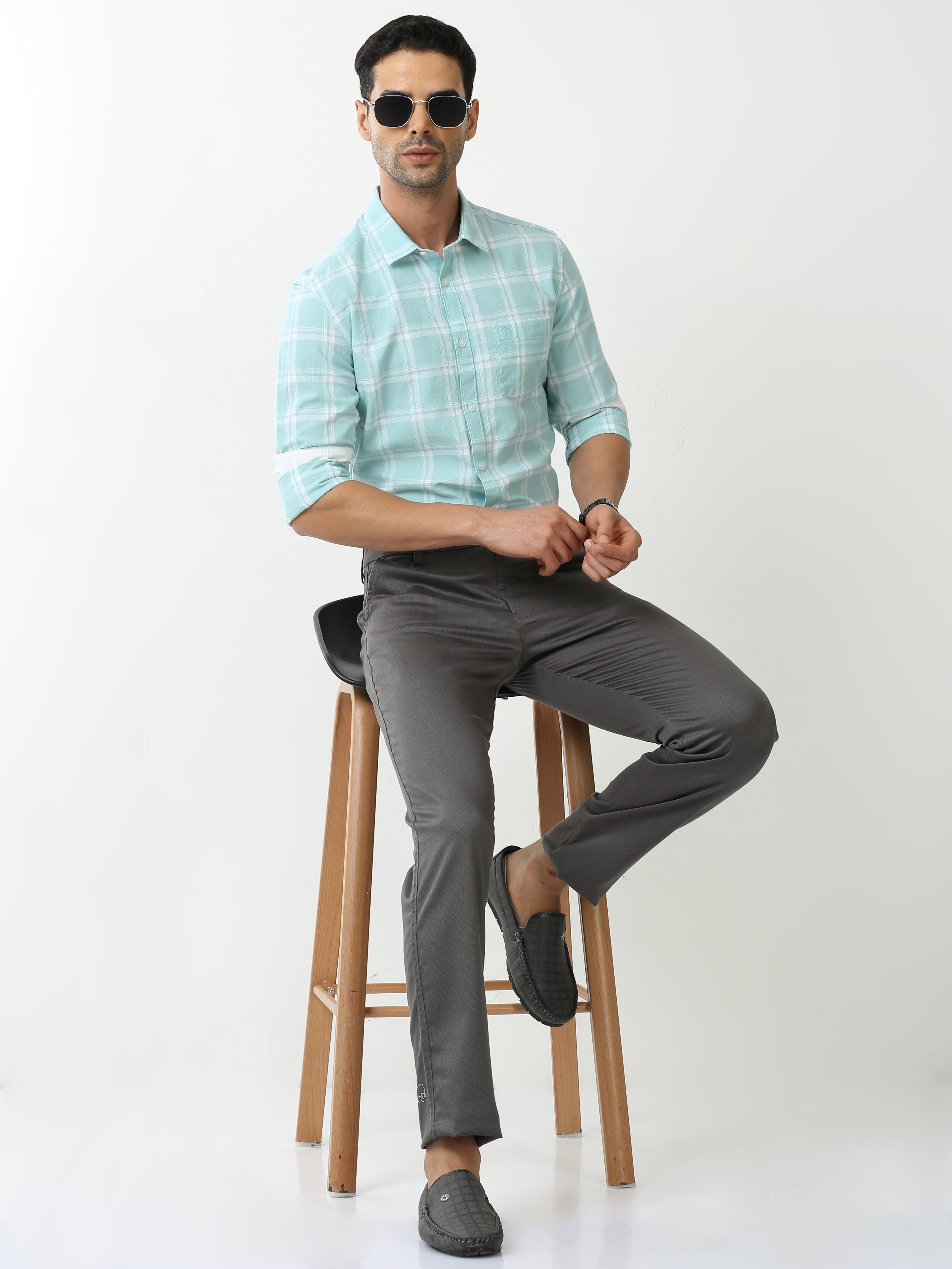 Classic Polo Mens Cotton Printed Chiesel Fit Grey Color Trouser | TBO2-25 A-GRY-CF-LY