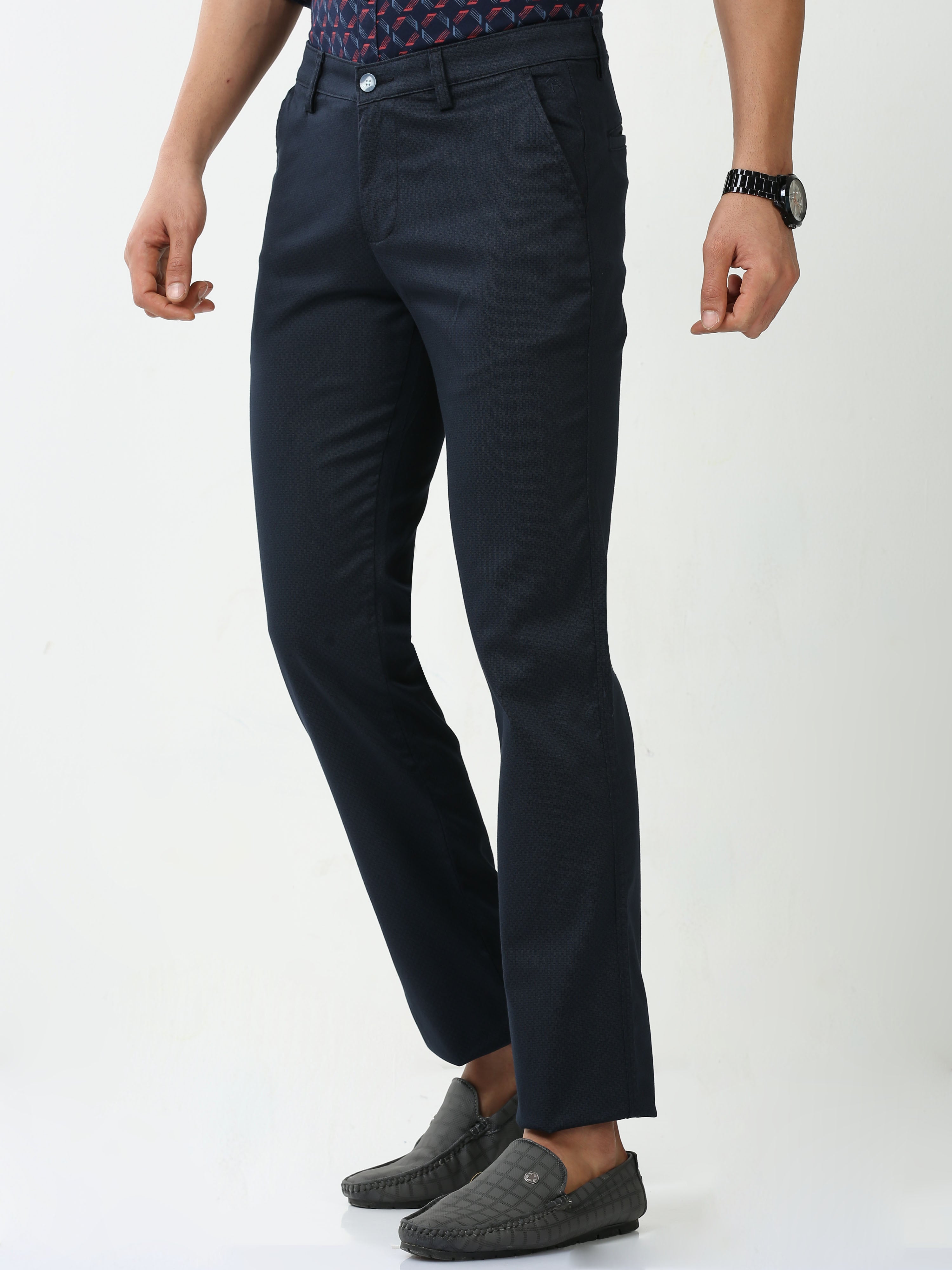 Classic Polo Mens Cotton Printed Chiesel Fit Navy Blue Color Trouser | TBO2-25 B-NVY-CF-LY
