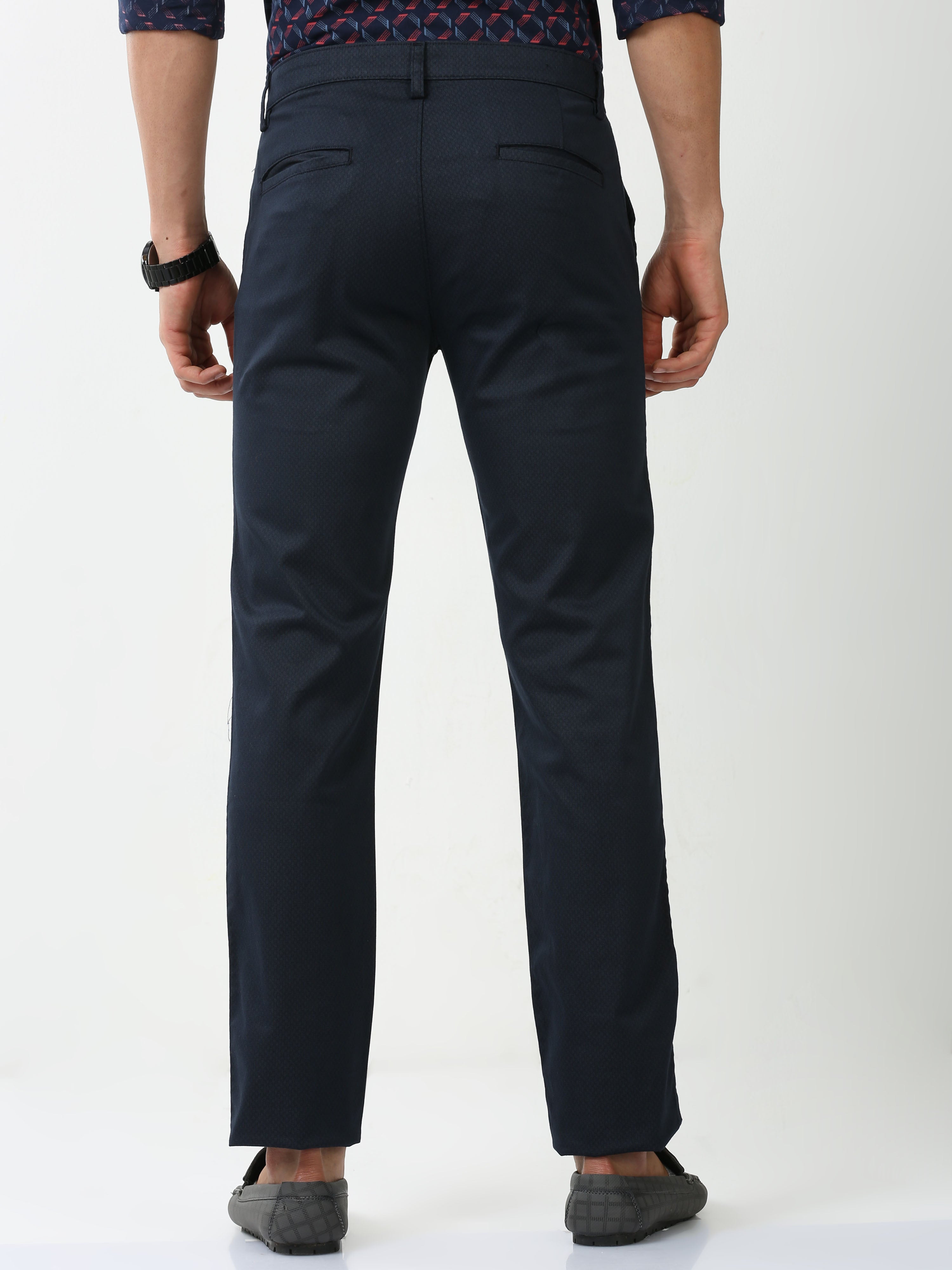 Classic Polo Mens Cotton Printed Chiesel Fit Navy Blue Color Trouser | TBO2-25 B-NVY-CF-LY