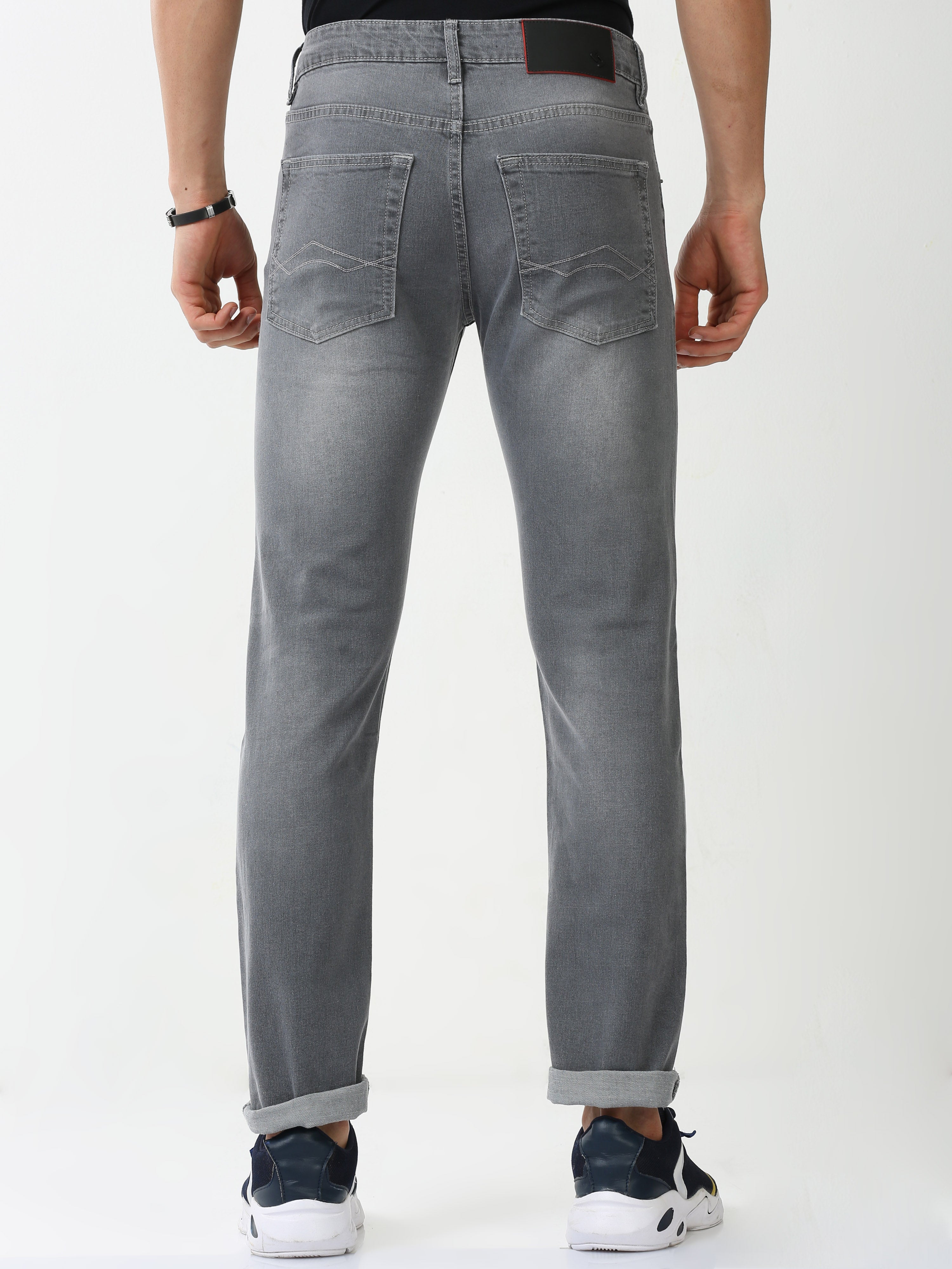 Classic Polo Mens Cotton Slim Fit Solid Grey Color Denim | CPDO2-47 CGRY-SF-LY