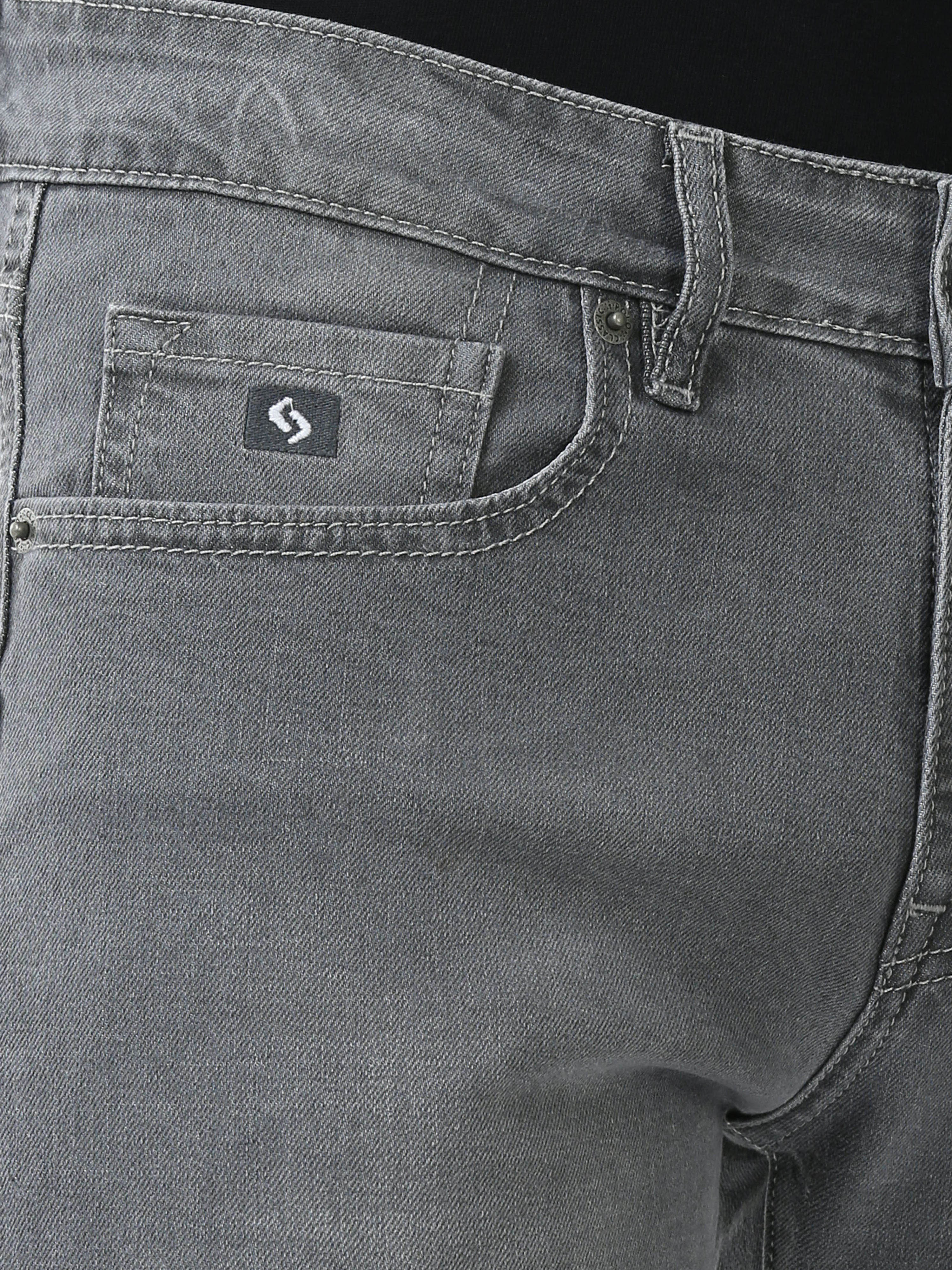 Classic Polo Mens Cotton Slim Fit Solid Grey Color Denim | CPDO2-47 CGRY-SF-LY