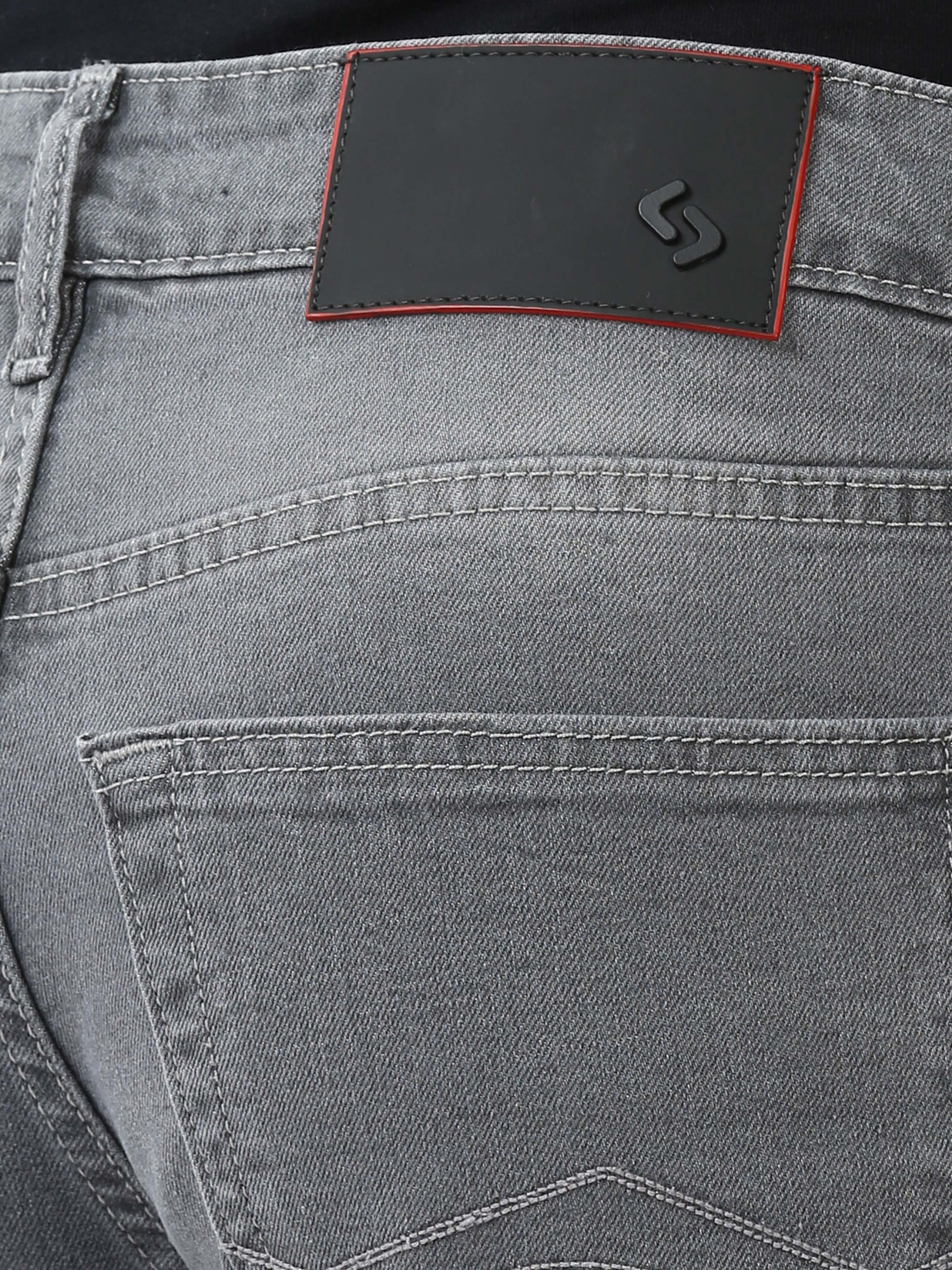 Classic Polo Mens Cotton Slim Fit Solid Grey Color Denim | CPDO2-47 CGRY-SF-LY