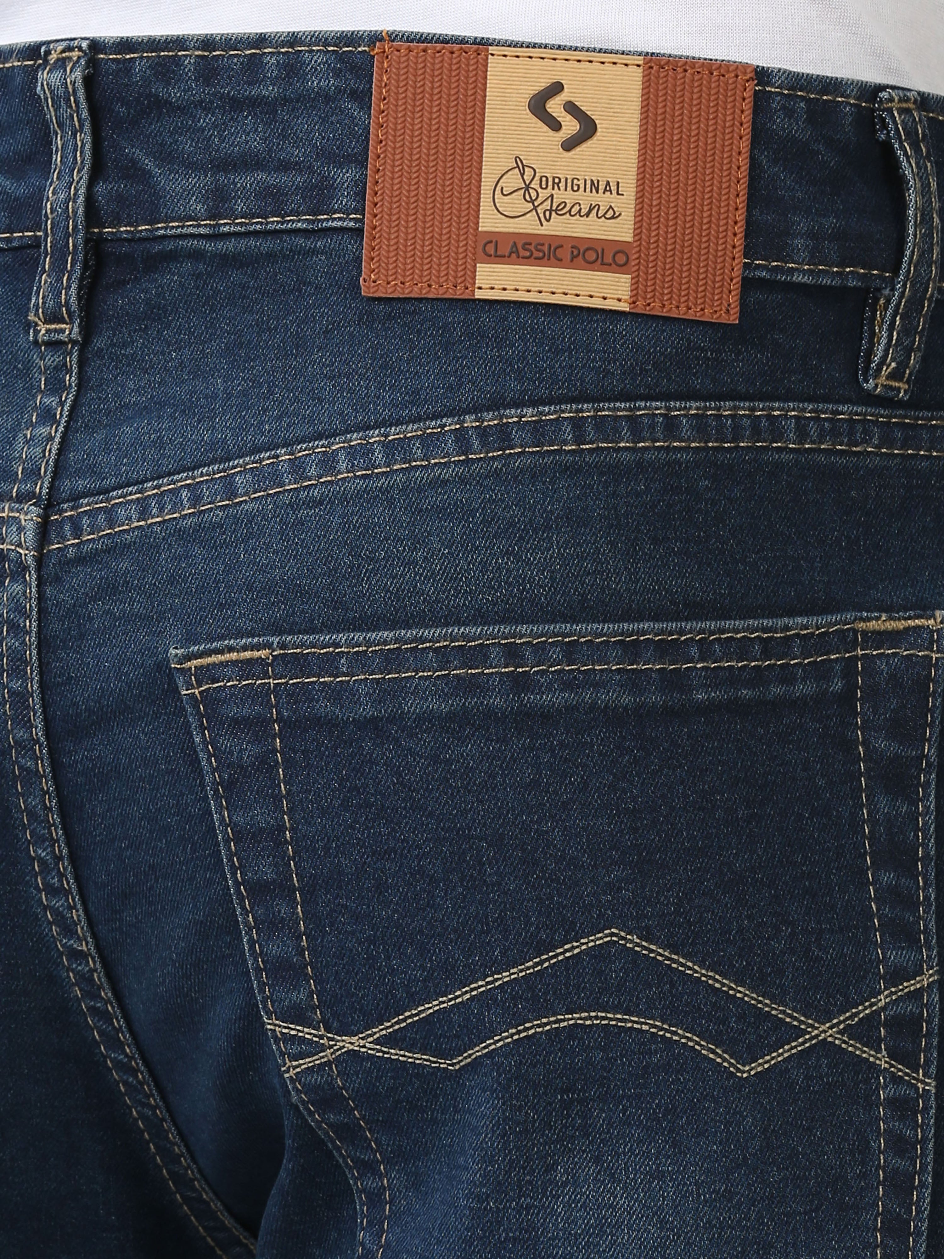 Classic Polo Mens Cotton Slim Fit Solid Navy Blue Color Denim | CPDO2-04 NVY-SF-LY