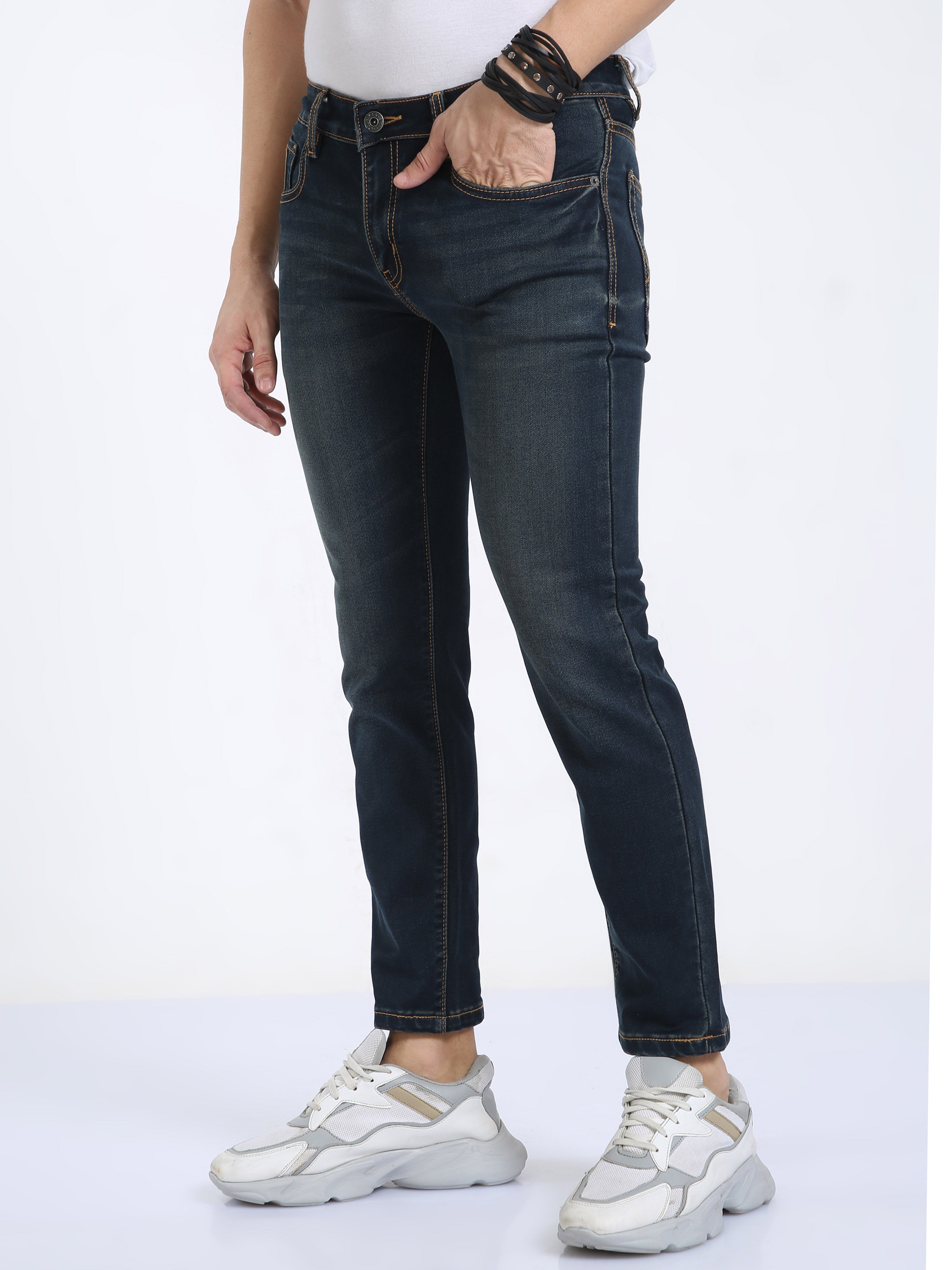 CP BRO Men's Ankle Fit Cotton Denim | CPBDO2-05 NVY-AF-LY