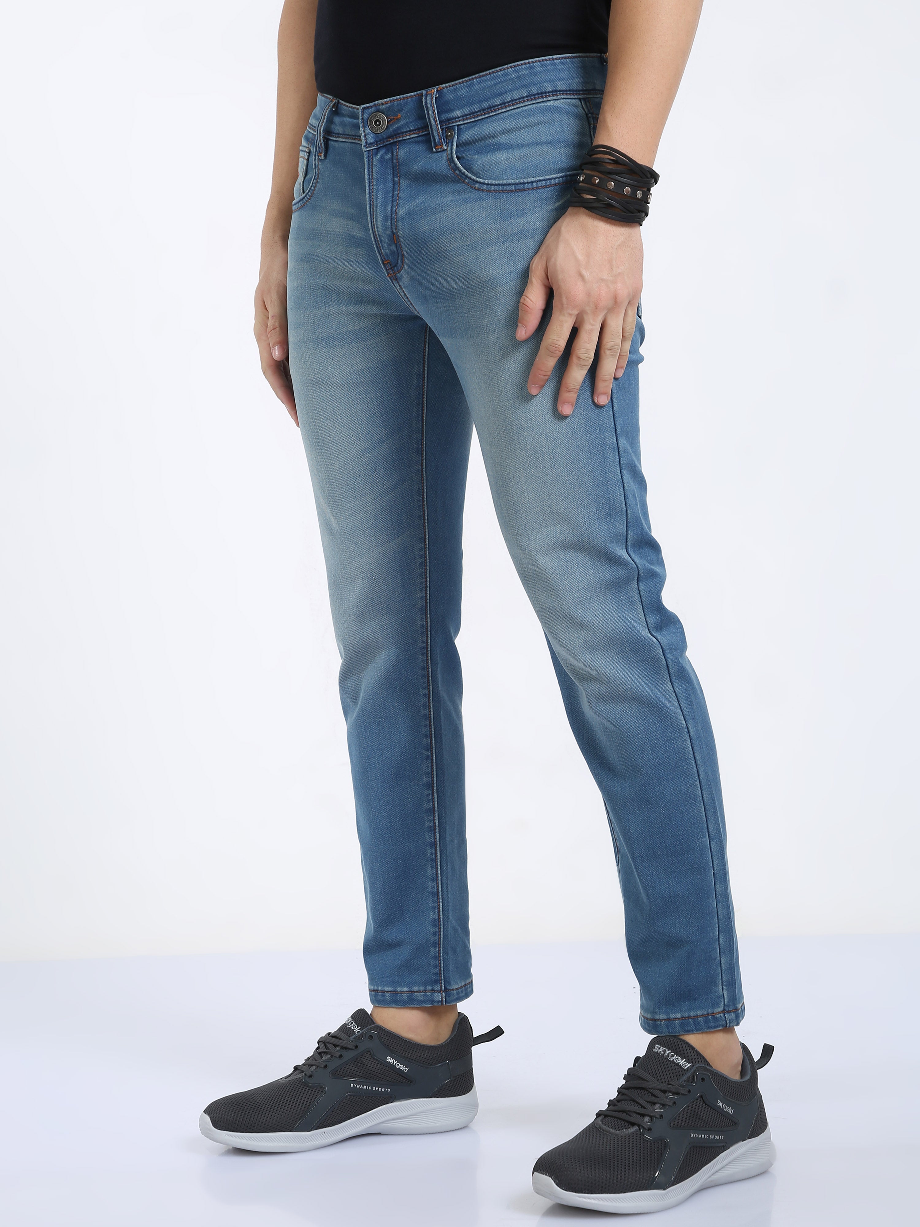 CP BRO Men's Ankle Fit Cotton Denim | CPBDO2-02-BLU-AF-LY