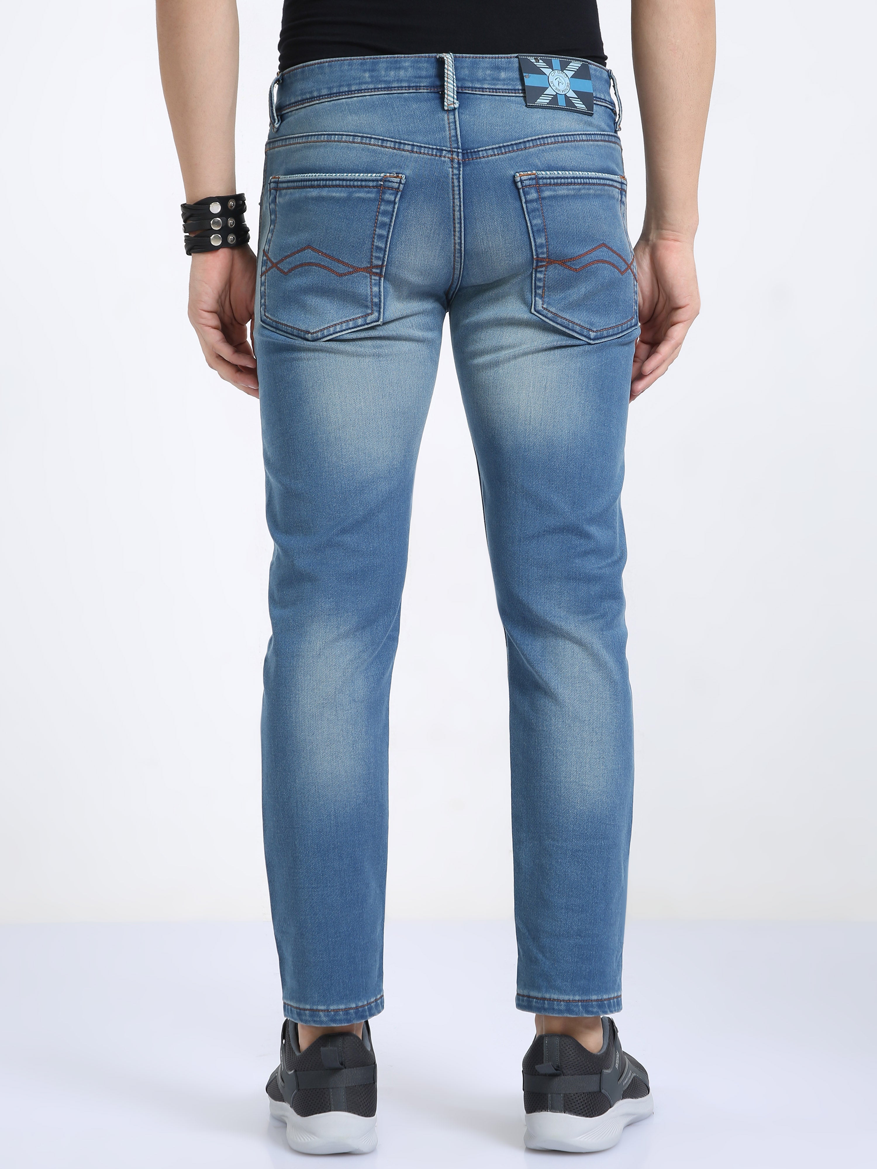 CP BRO Men's Ankle Fit Cotton Denim | CPBDO2-02-BLU-AF-LY
