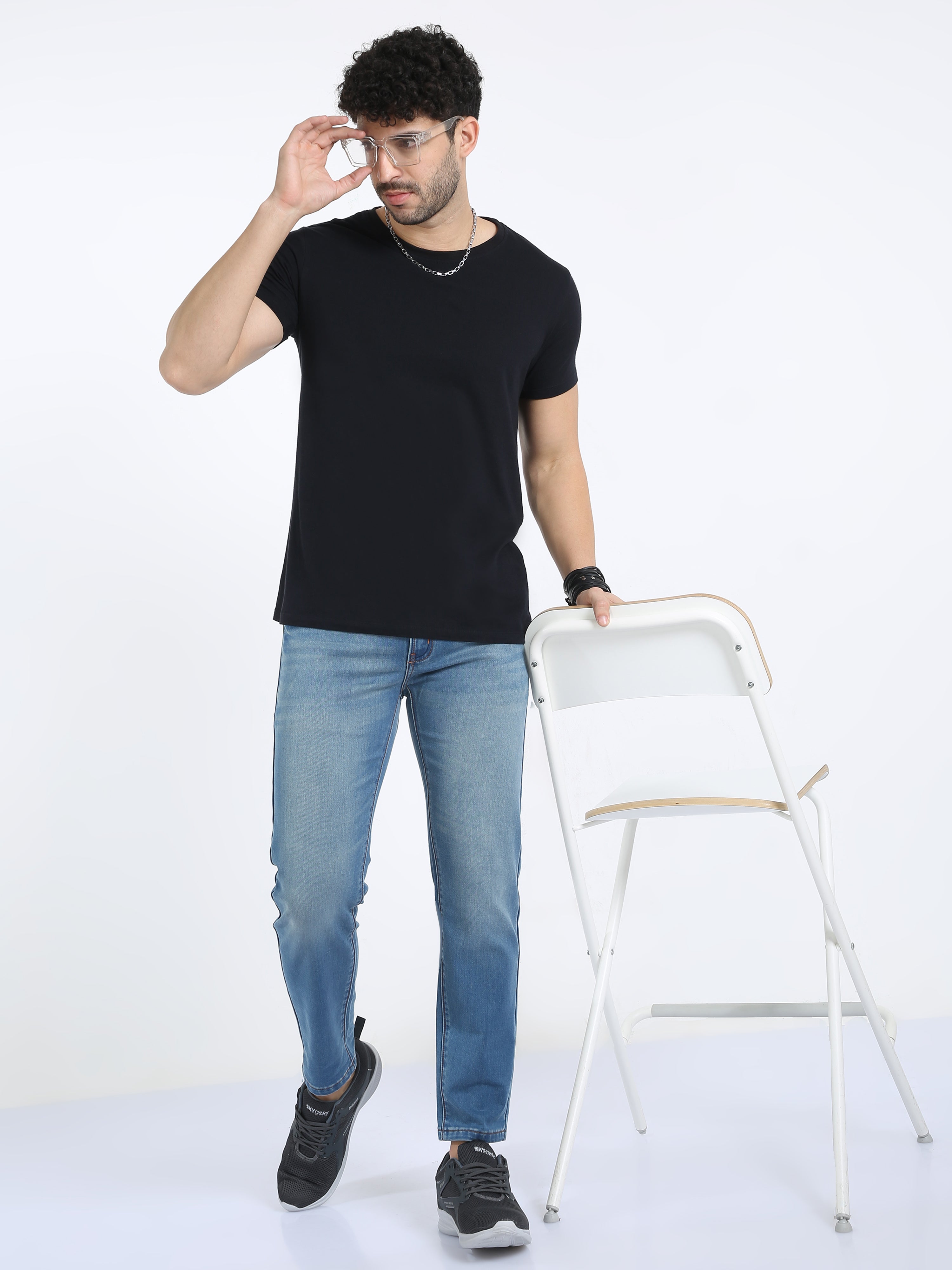 CP BRO Men's Ankle Fit Cotton Denim | CPBDO2-02-BLU-AF-LY