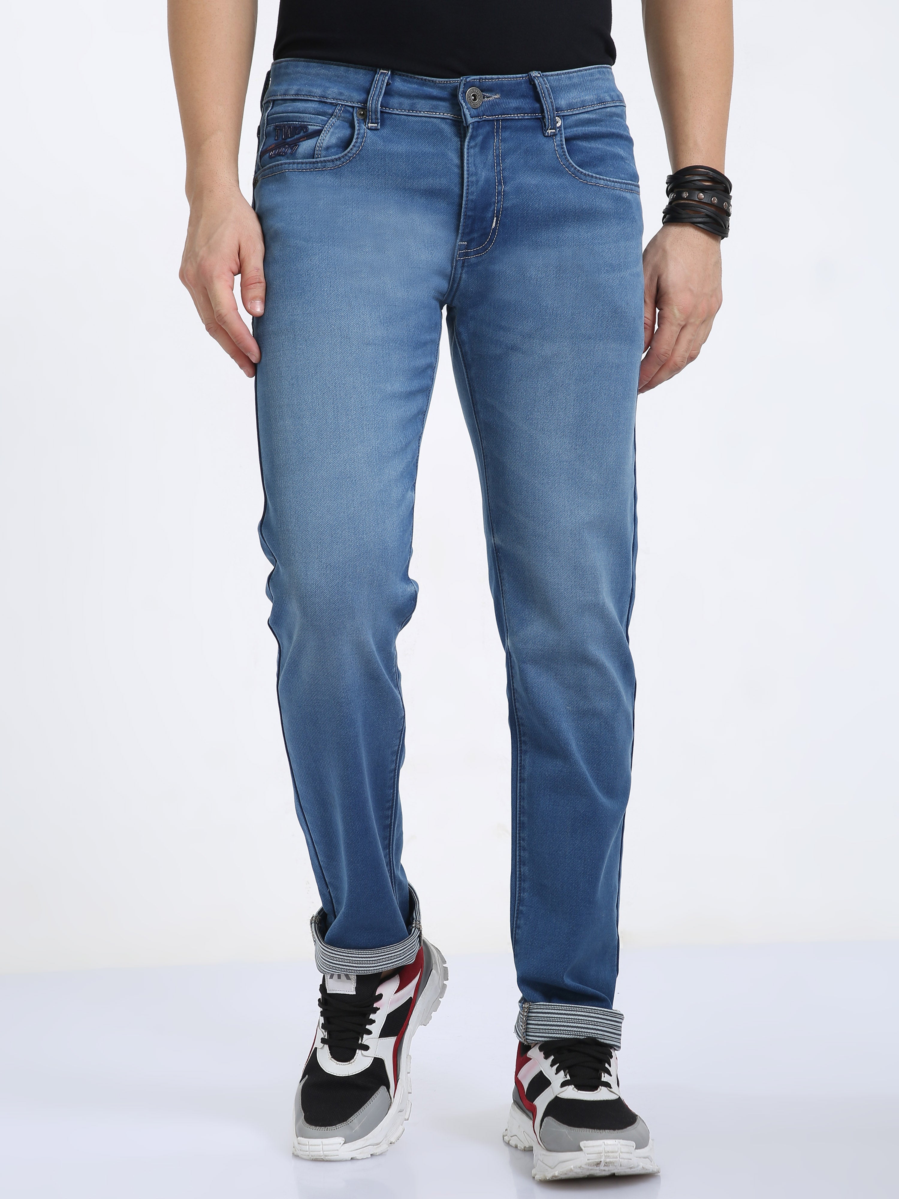 CP BRO Men's Slim Fit Cotton Denim | CPBDO2-06 DBLU-SF-LY