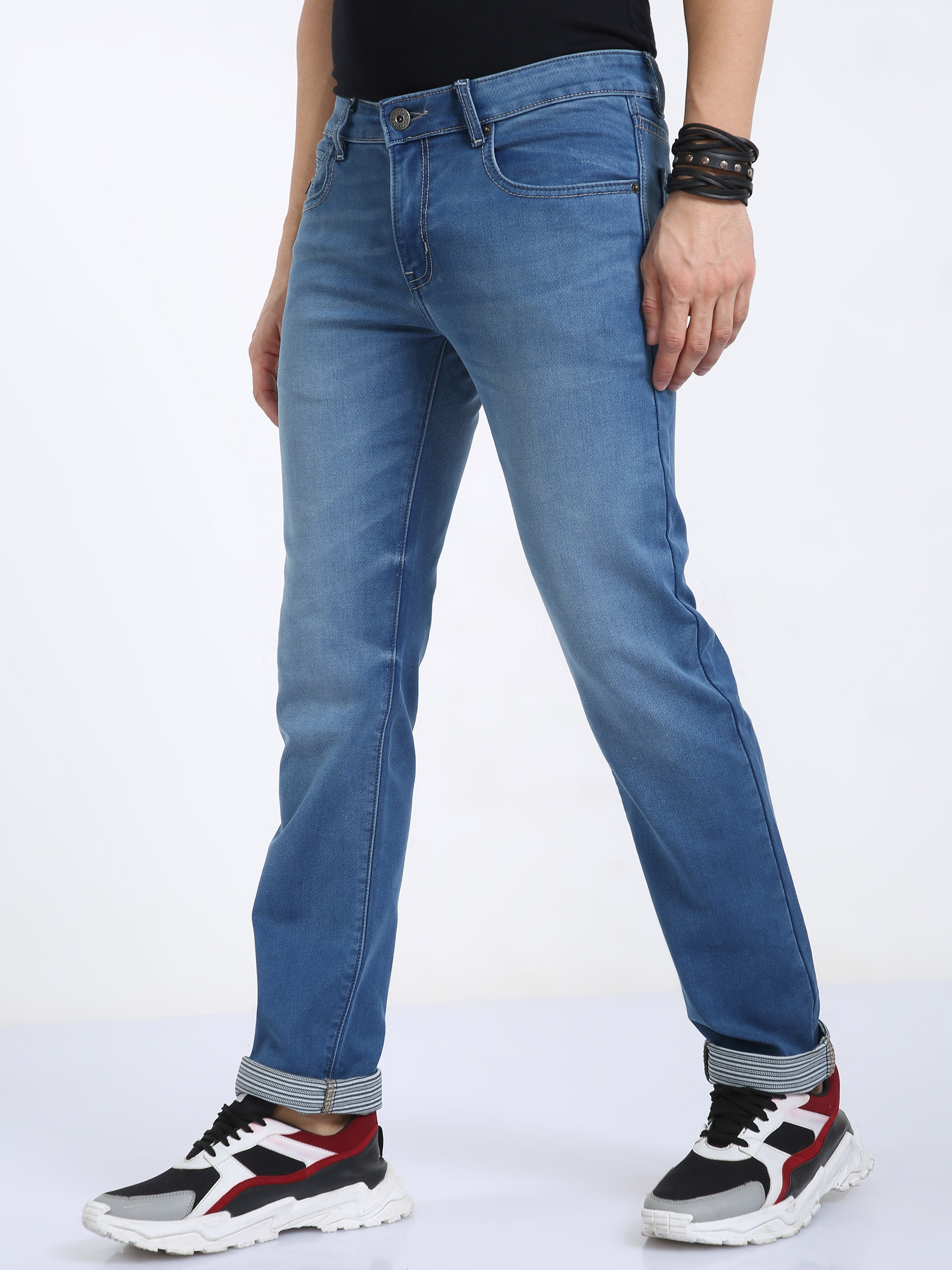 CP BRO Men's Slim Fit Cotton Denim | CPBDO2-06 DBLU-SF-LY