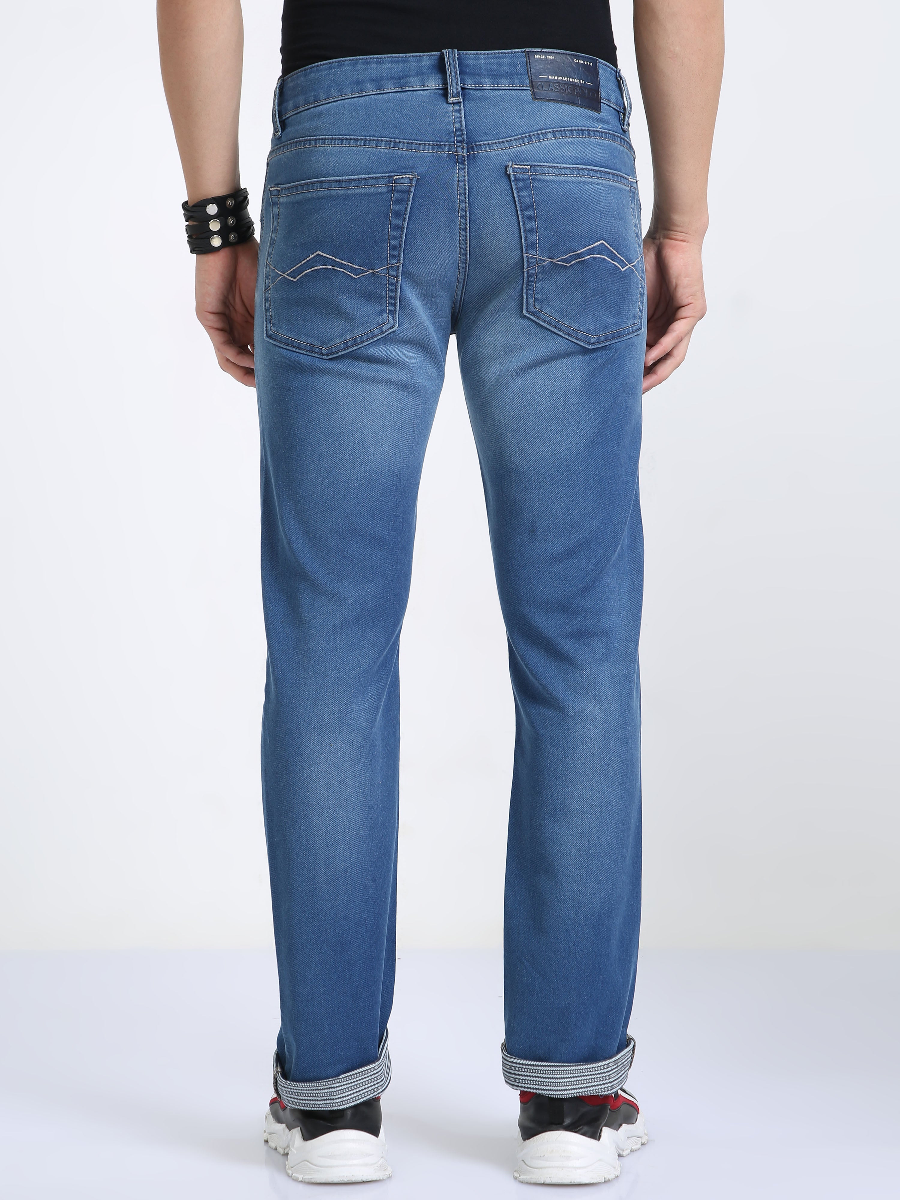 CP BRO Men's Slim Fit Cotton Denim | CPBDO2-06 DBLU-SF-LY