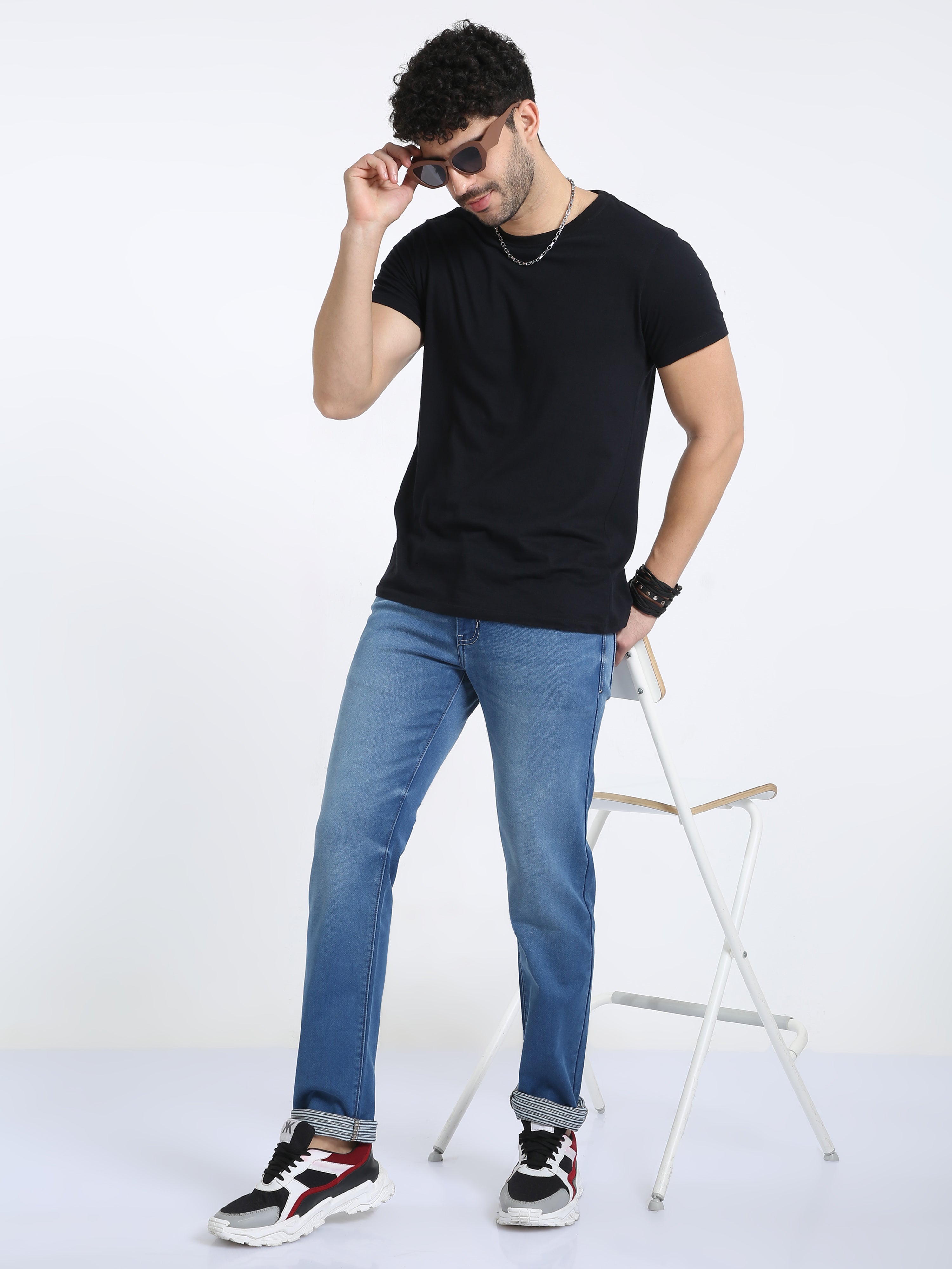 CP BRO Men's Slim Fit Cotton Denim | CPBDO2-06 DBLU-SF-LY