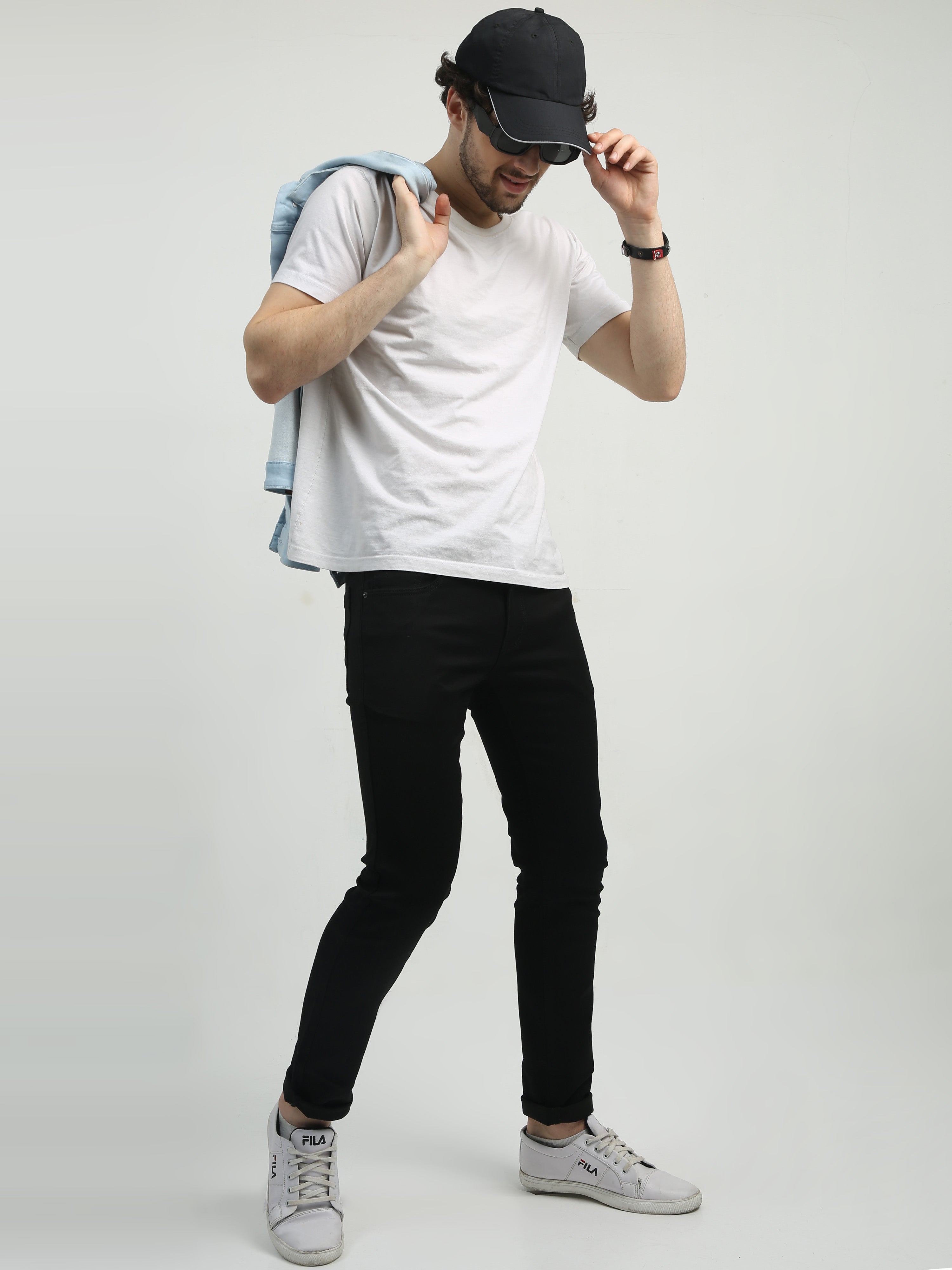 Classic Polo Men's   Slim Fit Cotton Blend Denim | CPDO2-36 BLK-SF-LY
