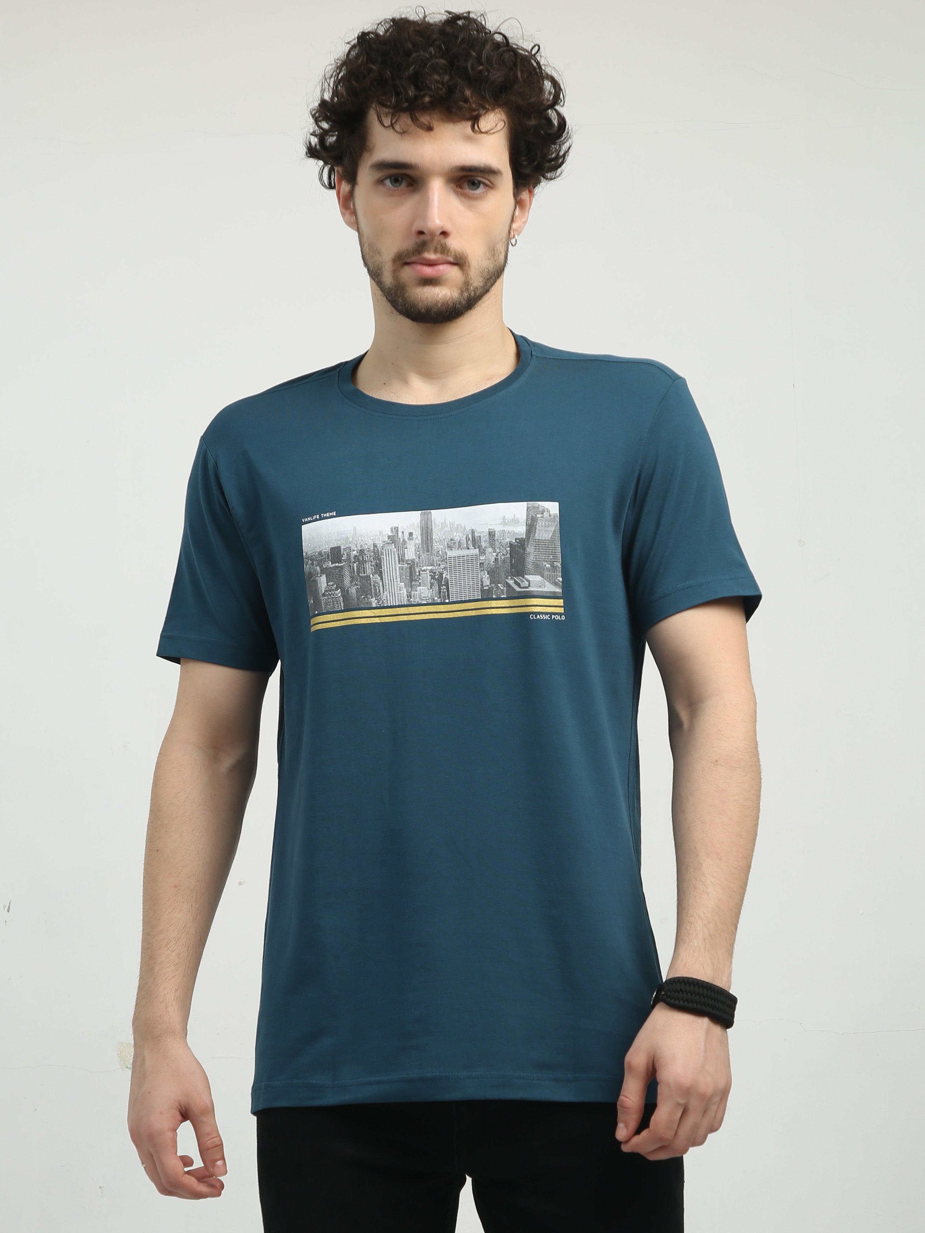 Classic Polo Men's Crew Neck Half Sleeve Slim Fit Cotton T Shirt | BALENO - 553 B SF C