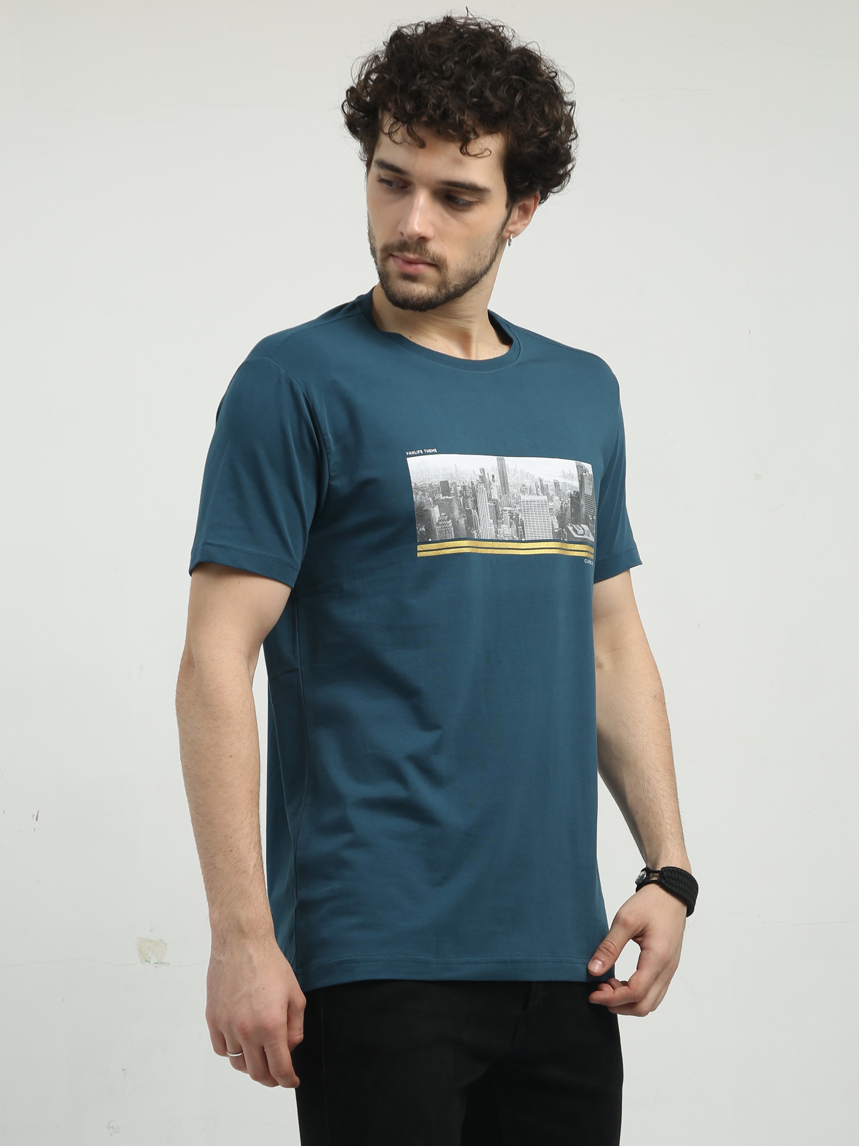 Classic Polo Men's Crew Neck Half Sleeve Slim Fit Cotton T Shirt | BALENO - 553 B SF C