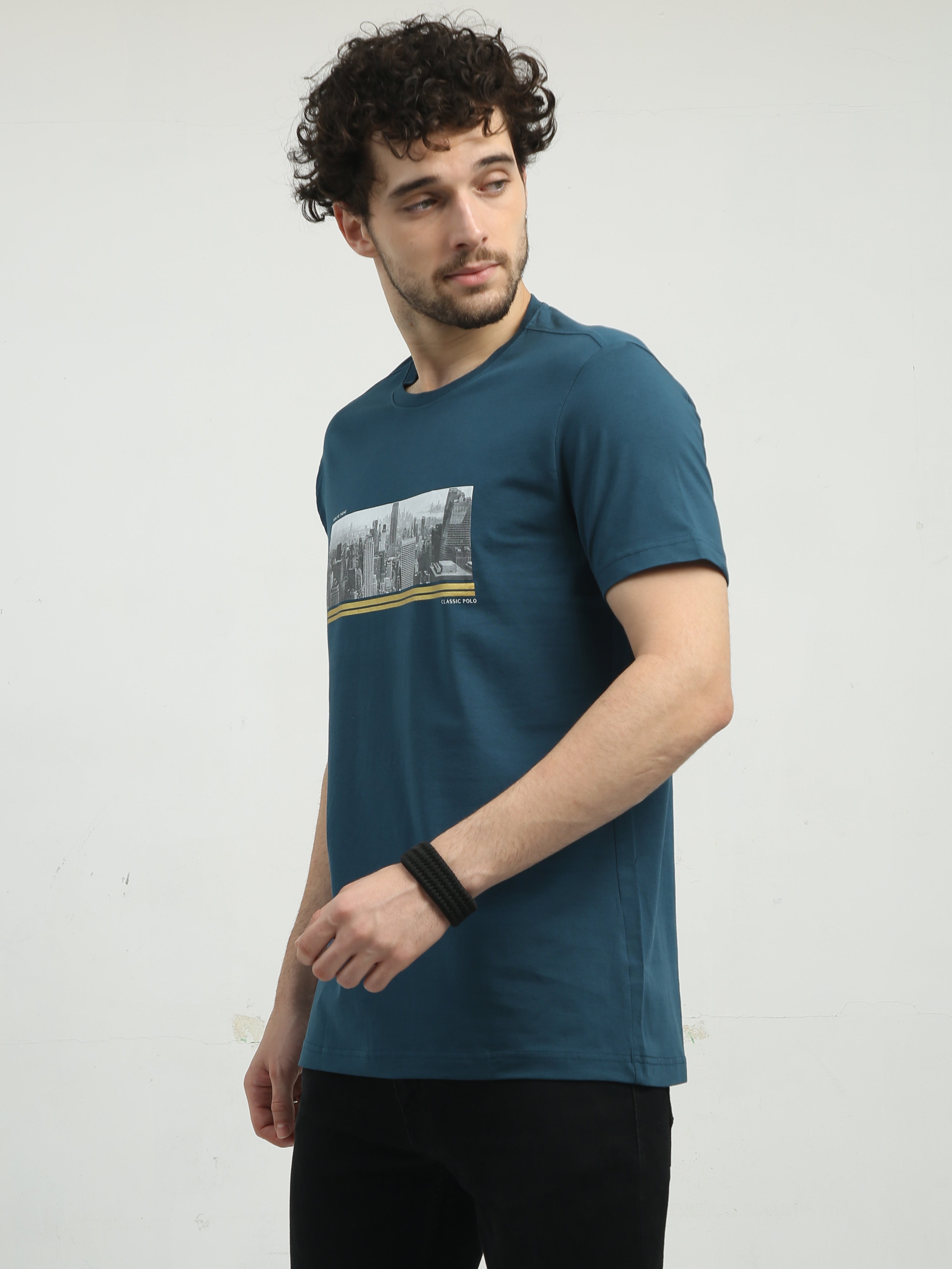 Classic Polo Men's Crew Neck Half Sleeve Slim Fit Cotton T Shirt | BALENO - 553 B SF C