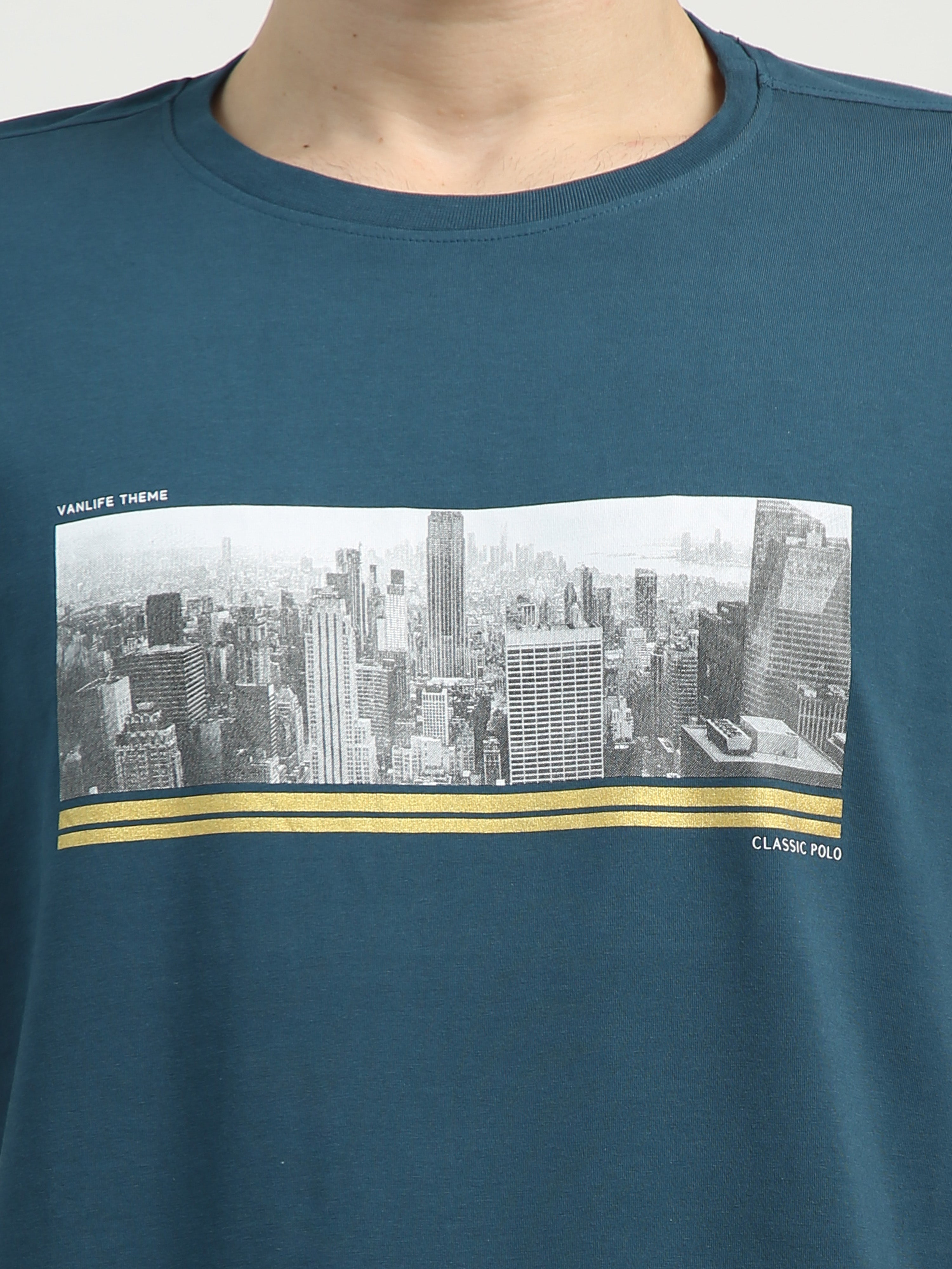 Classic Polo Men's Crew Neck Half Sleeve Slim Fit Cotton T Shirt | BALENO - 553 B SF C