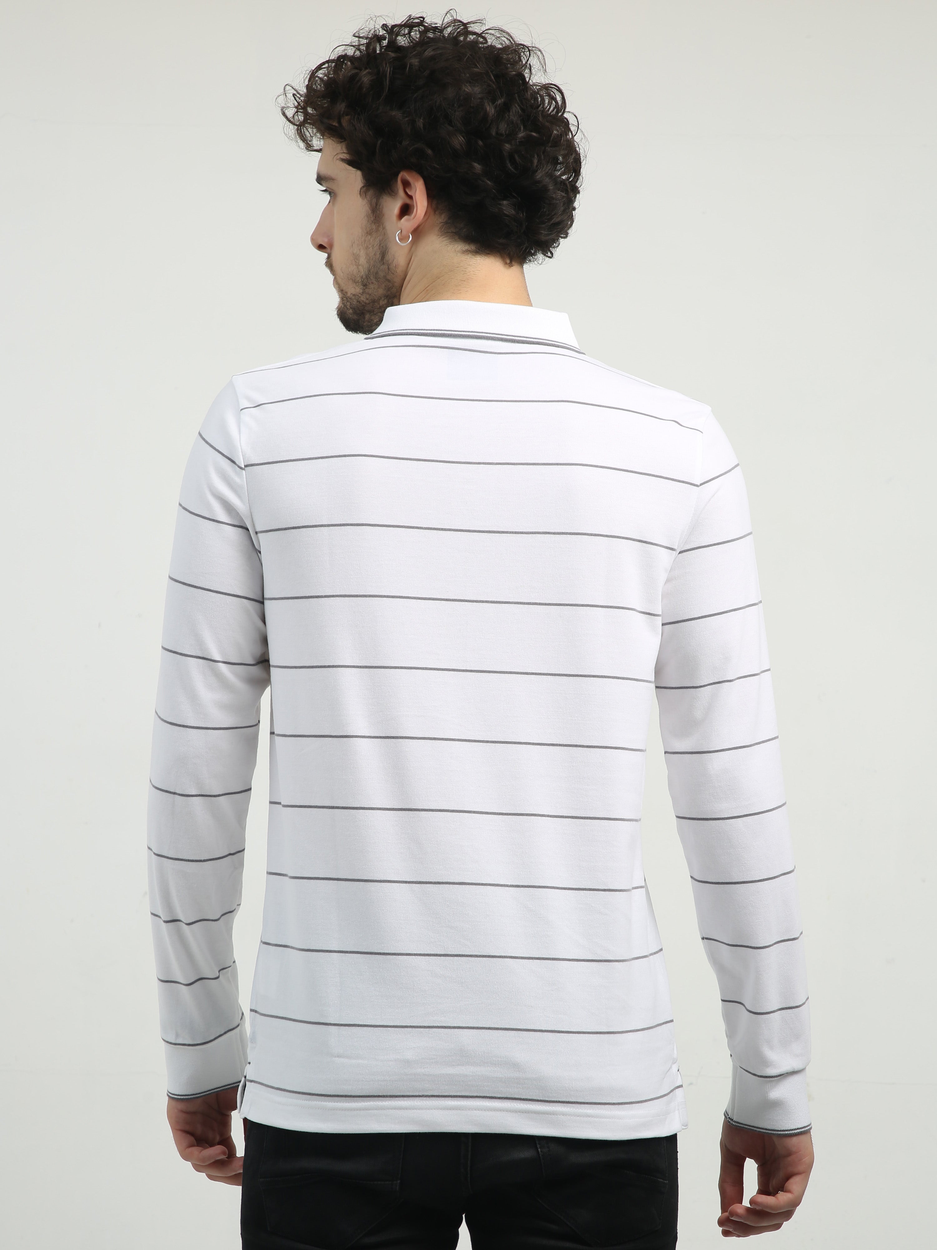 Classic Polo Men's Polo Neck Full Sleeve Slim Fit Cotton T Shirt | CPEG FS - 306 A SF P