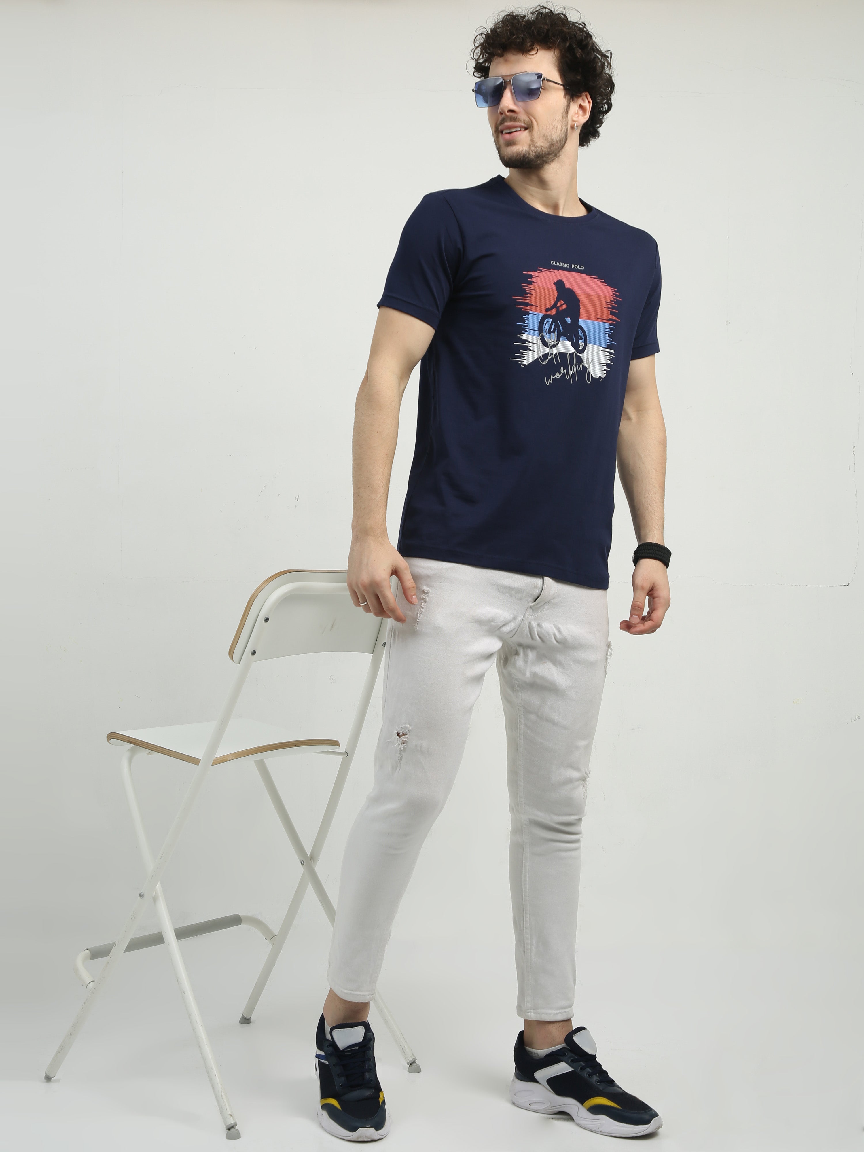 Classic Polo Men's Crew Neck Half Sleeve Slim Fit Cotton T Shirt | BALENO - 556 A SF C
